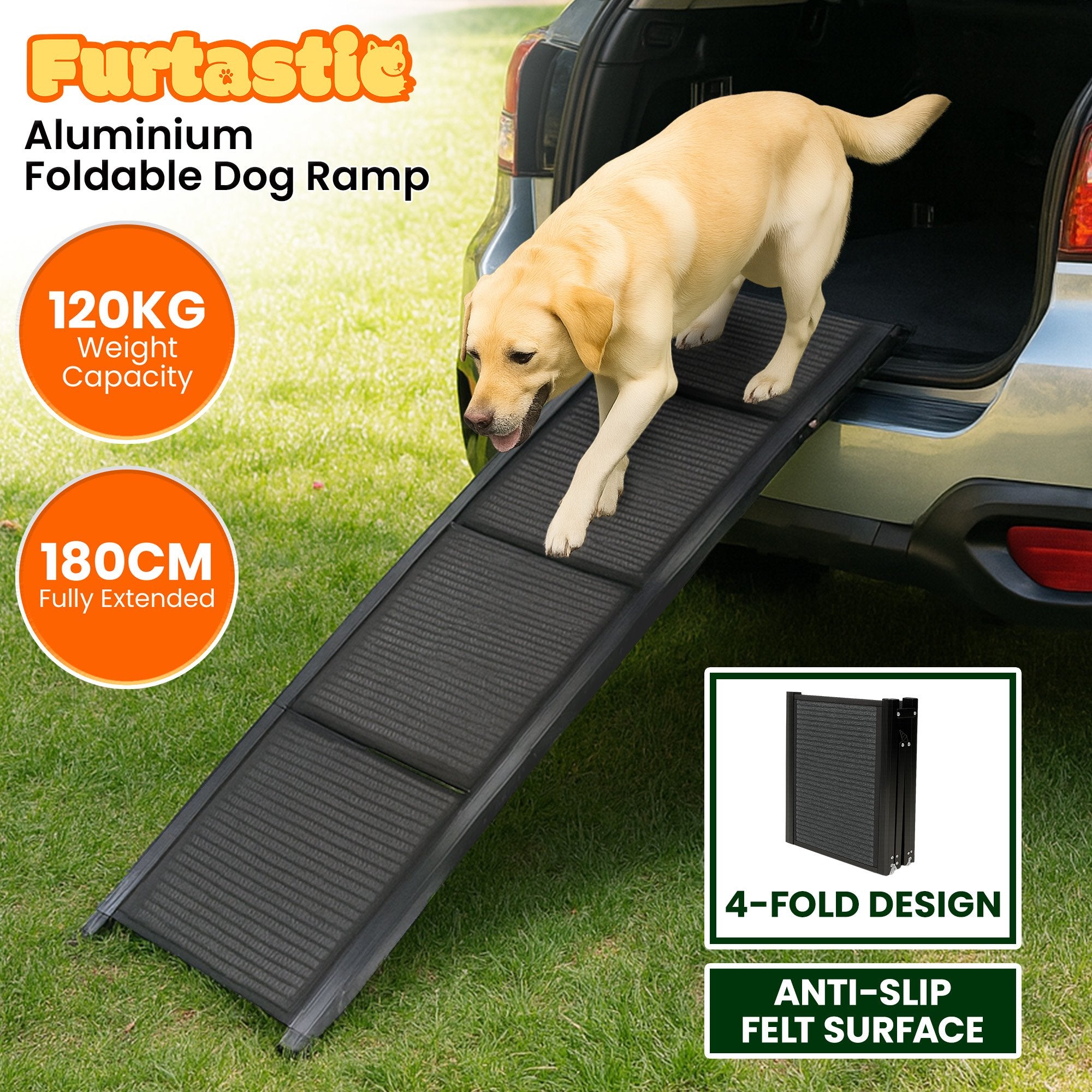 Furtastic Folding Pet Ramp Aluminium Non-slip Surface for Dogs & Cats