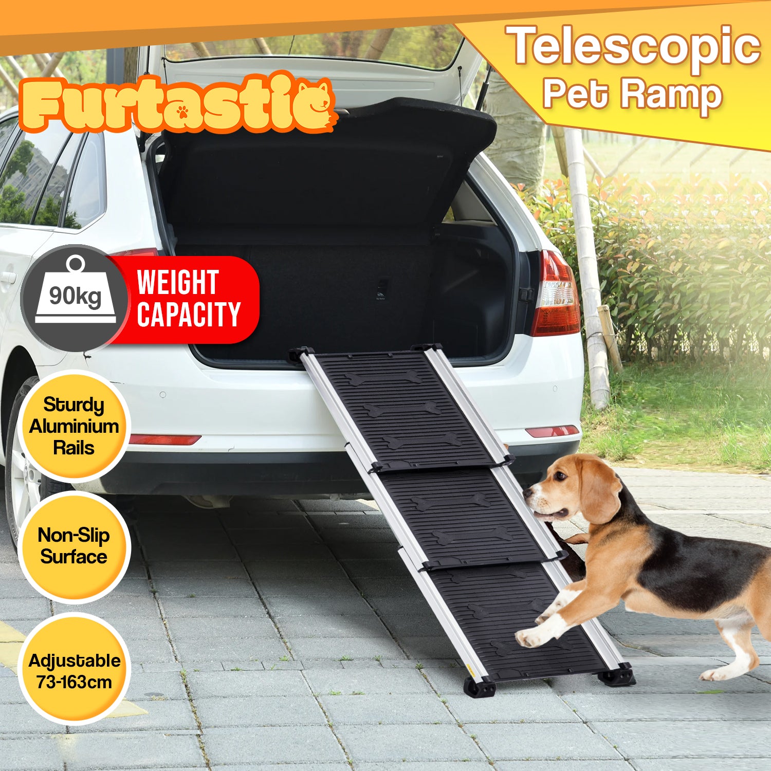 Heavy-Duty Telescopic Non-Slip Pet Ramp, 85kg Capacity