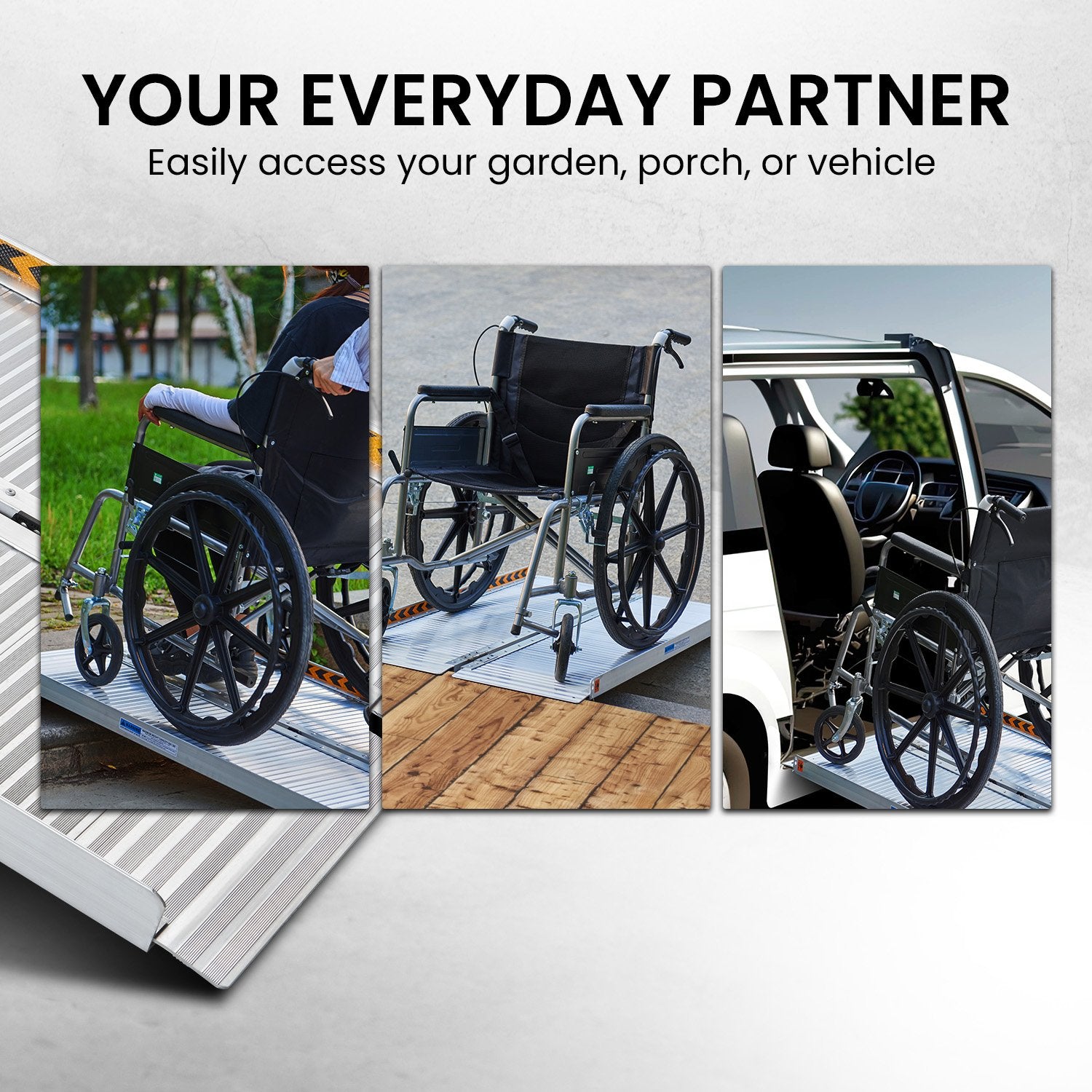 Durable Foldable Aluminium Wheelchair Ramp, 3ft, 272kg Capacity