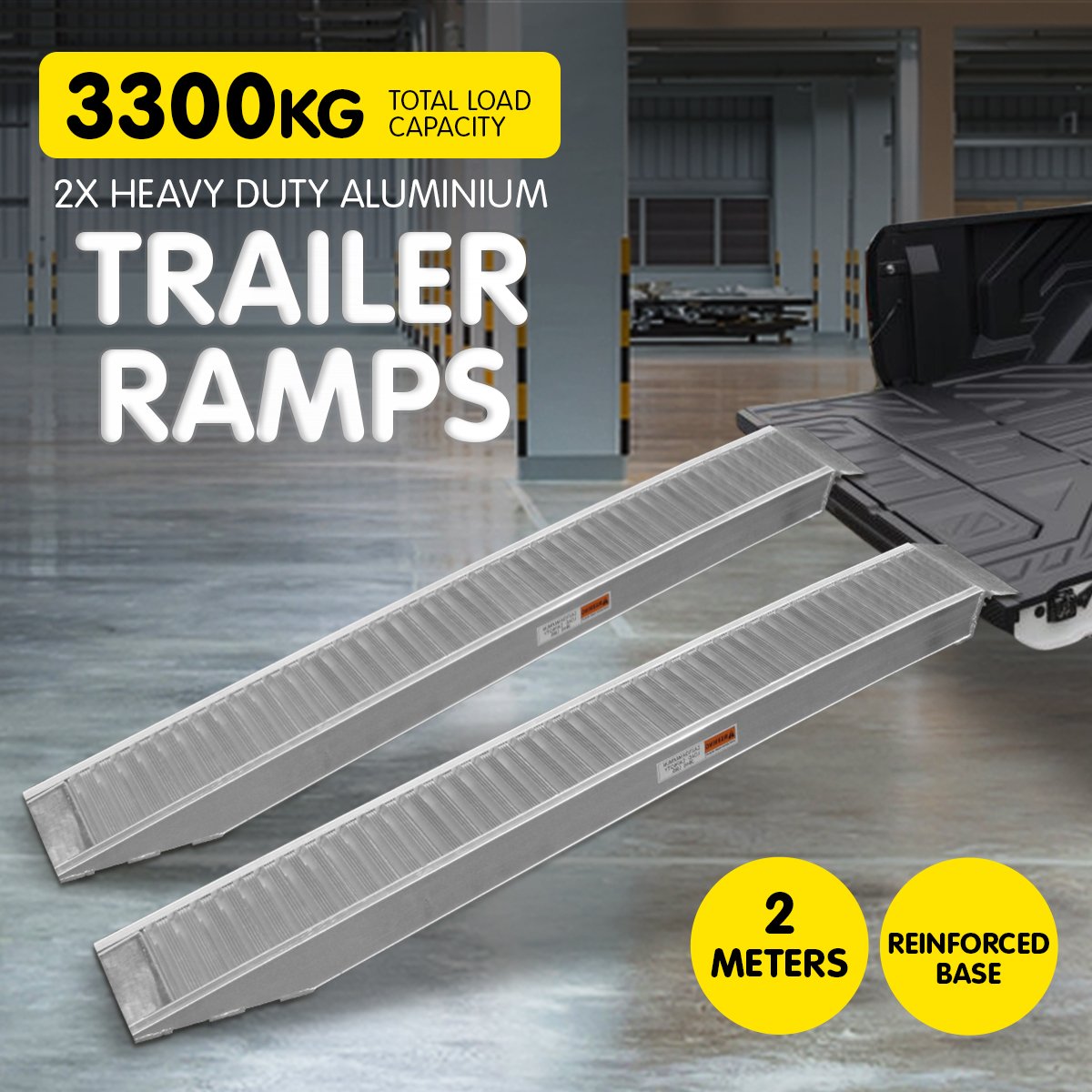 Heavy-Duty 2m Aluminium Loading Ramps 3300kg Capacity Set