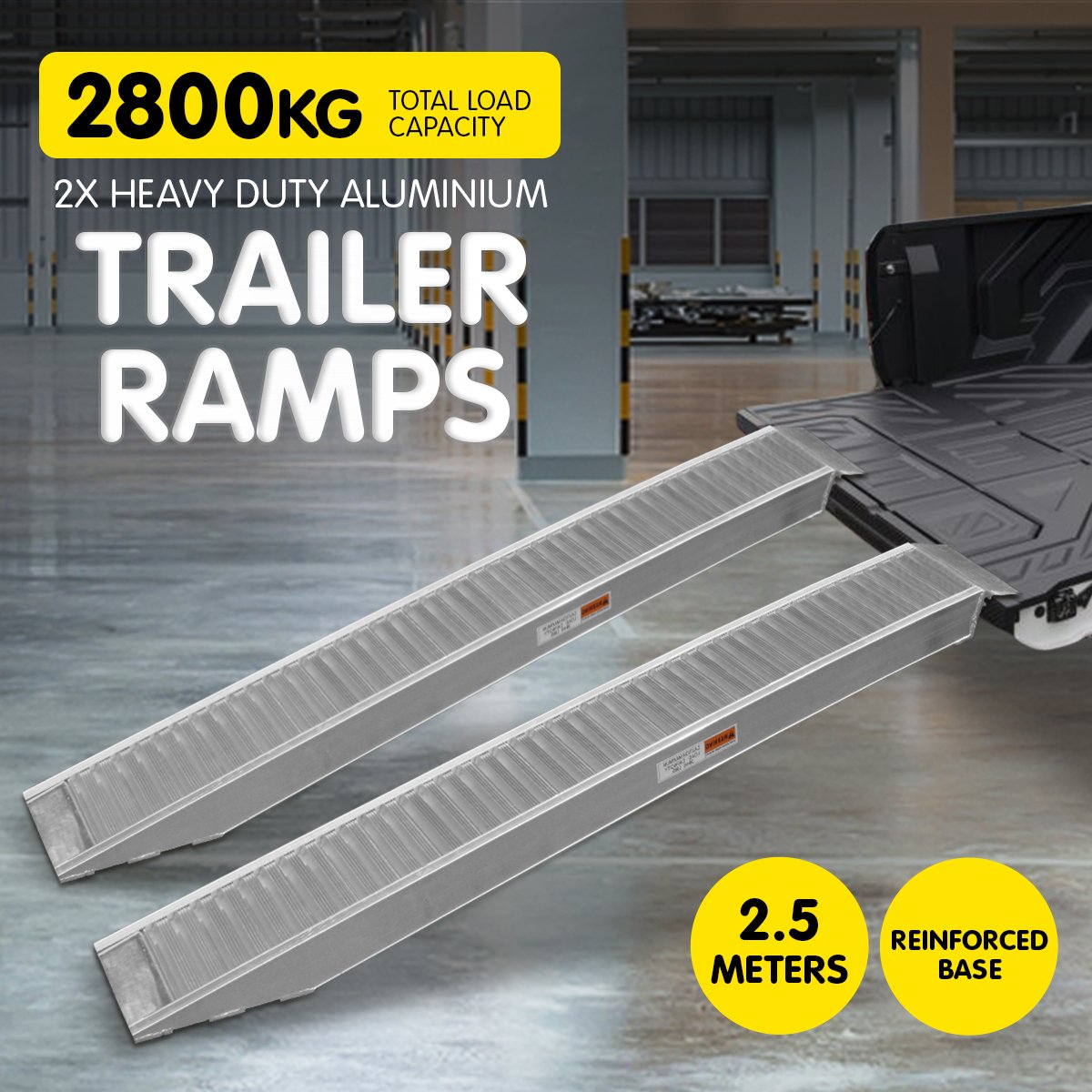 Heavy Duty 2x Loading Ramps, 2.5m, 1400kg Capacity