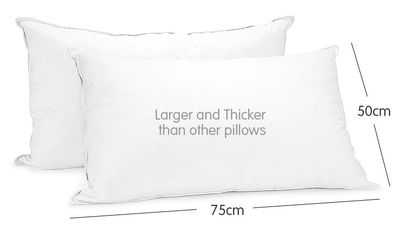 Luxury Duck Down Feather Pillows Twin Set, 1.3kg, Laura Hill