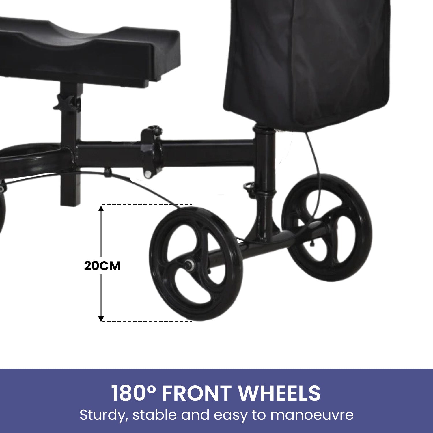 Heavy-Duty Steel Foldable Knee Walker Scooter with Brakes