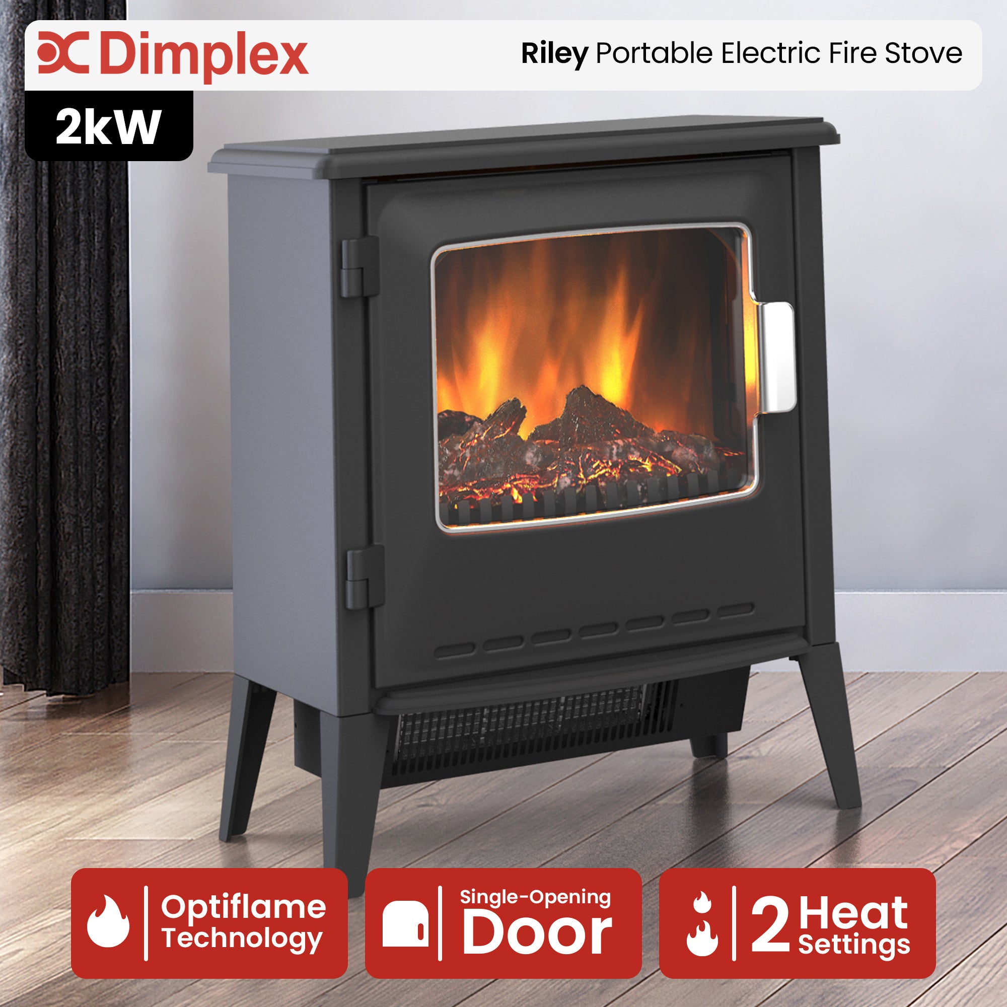 Dimplex 2kW Riley Portable Electric Fire Stove