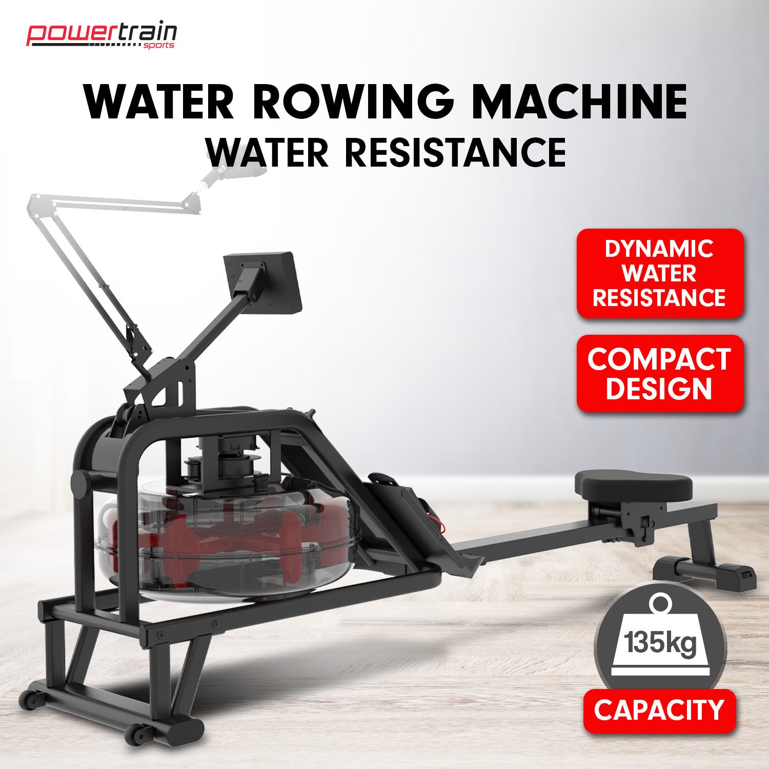 Water Resistant Rowing Machine with LCD, 13L Capacity