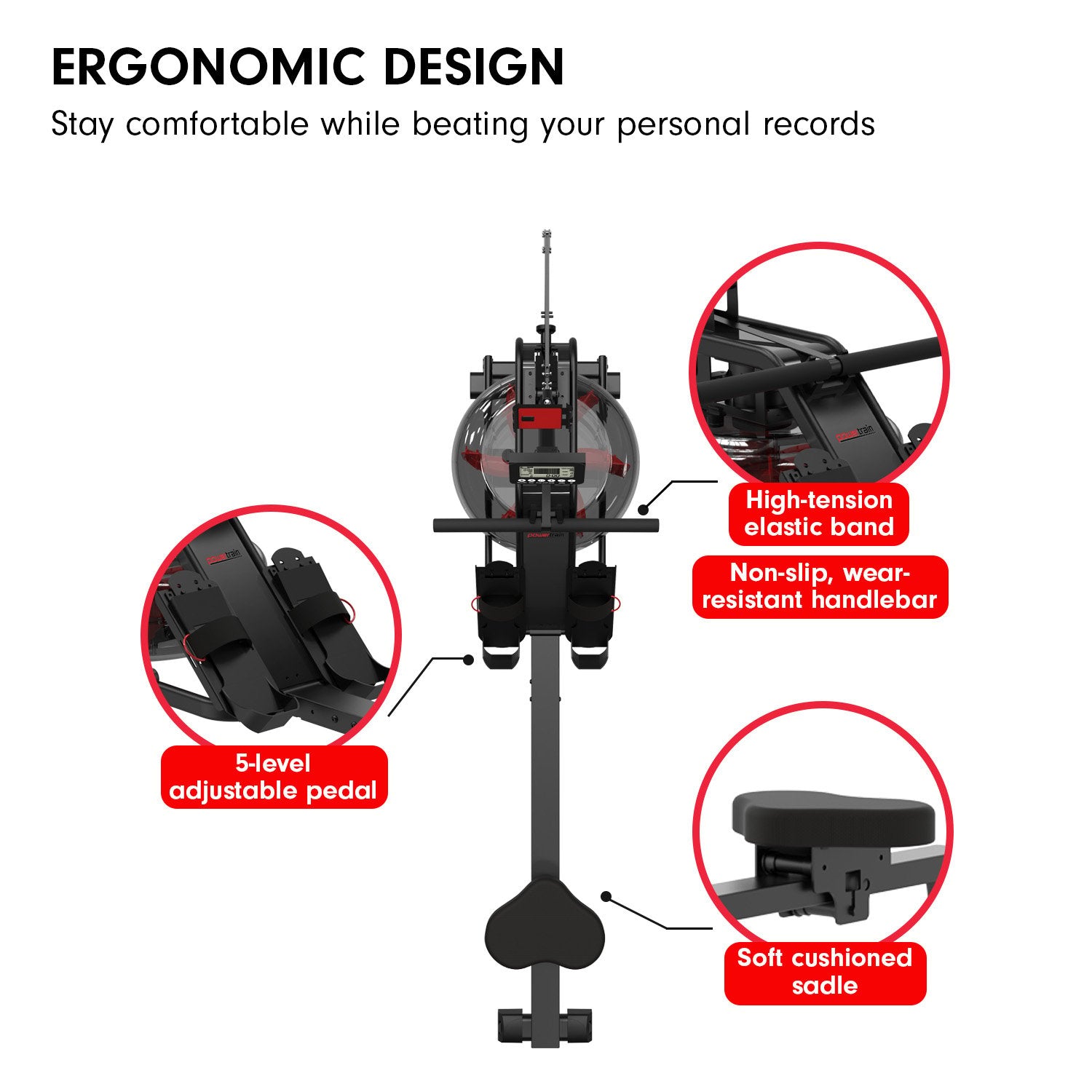 Water Resistant Rowing Machine with LCD, 13L Capacity