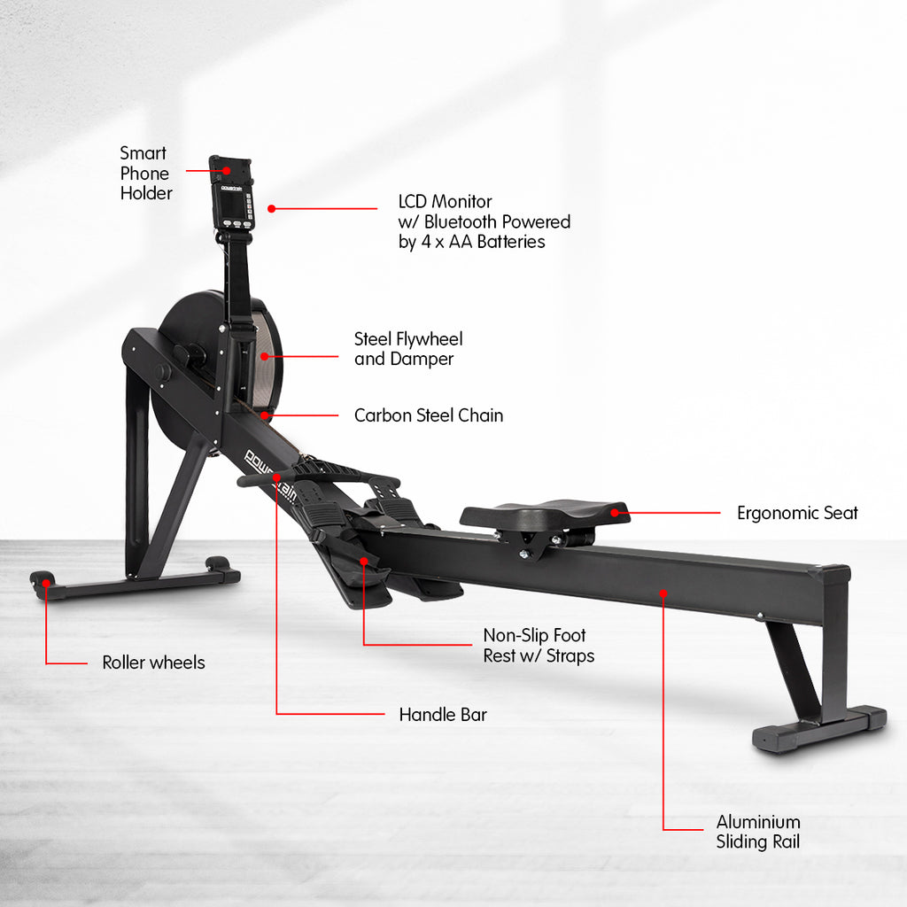 Power Rowers Powertrain Air Rowing Machine Resistance Rower for Home Gym Cardio