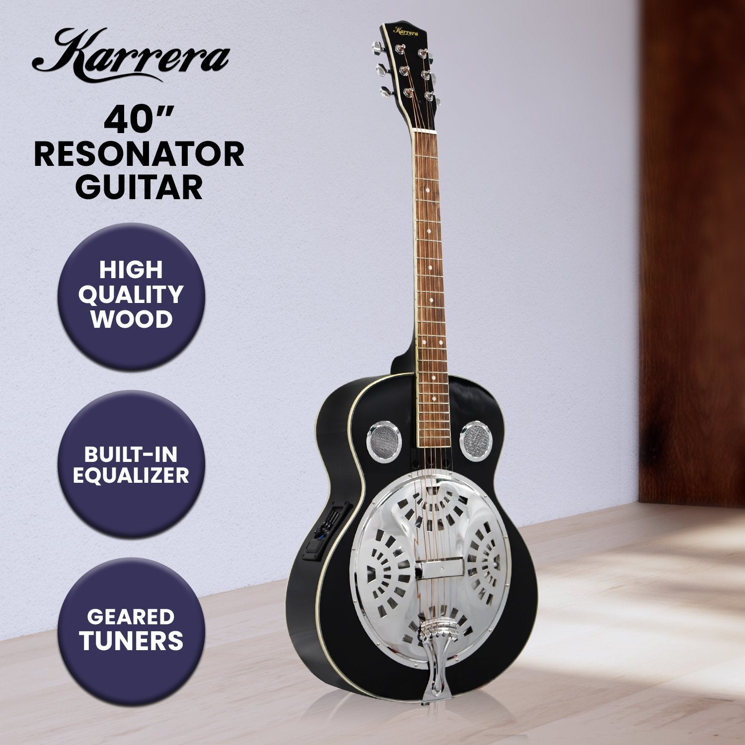 High-Gloss 40" Resonator Guitar with Equalizer - Karrera