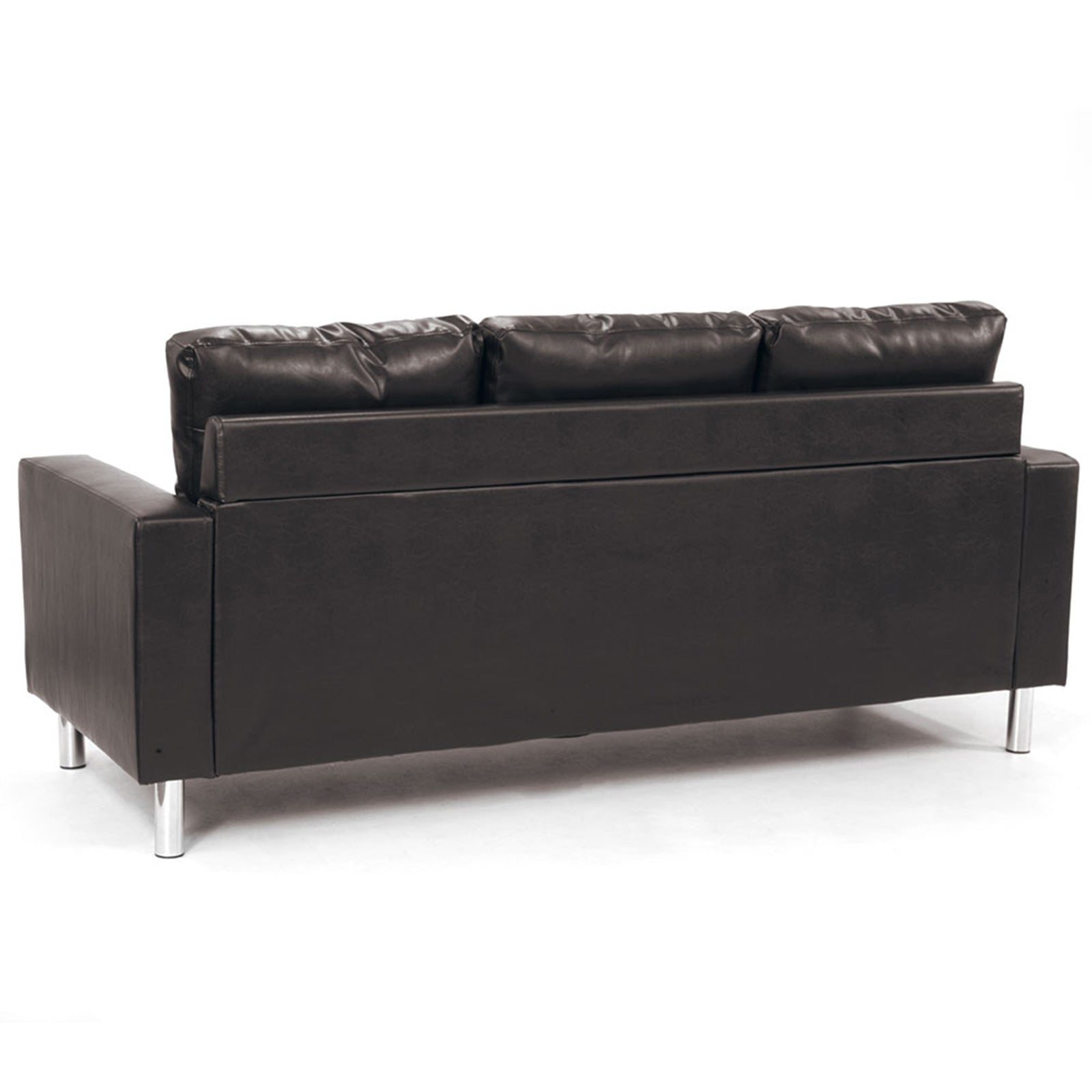 Faux Leather Corner Sofa with Chaise, 3-Seater, Brown