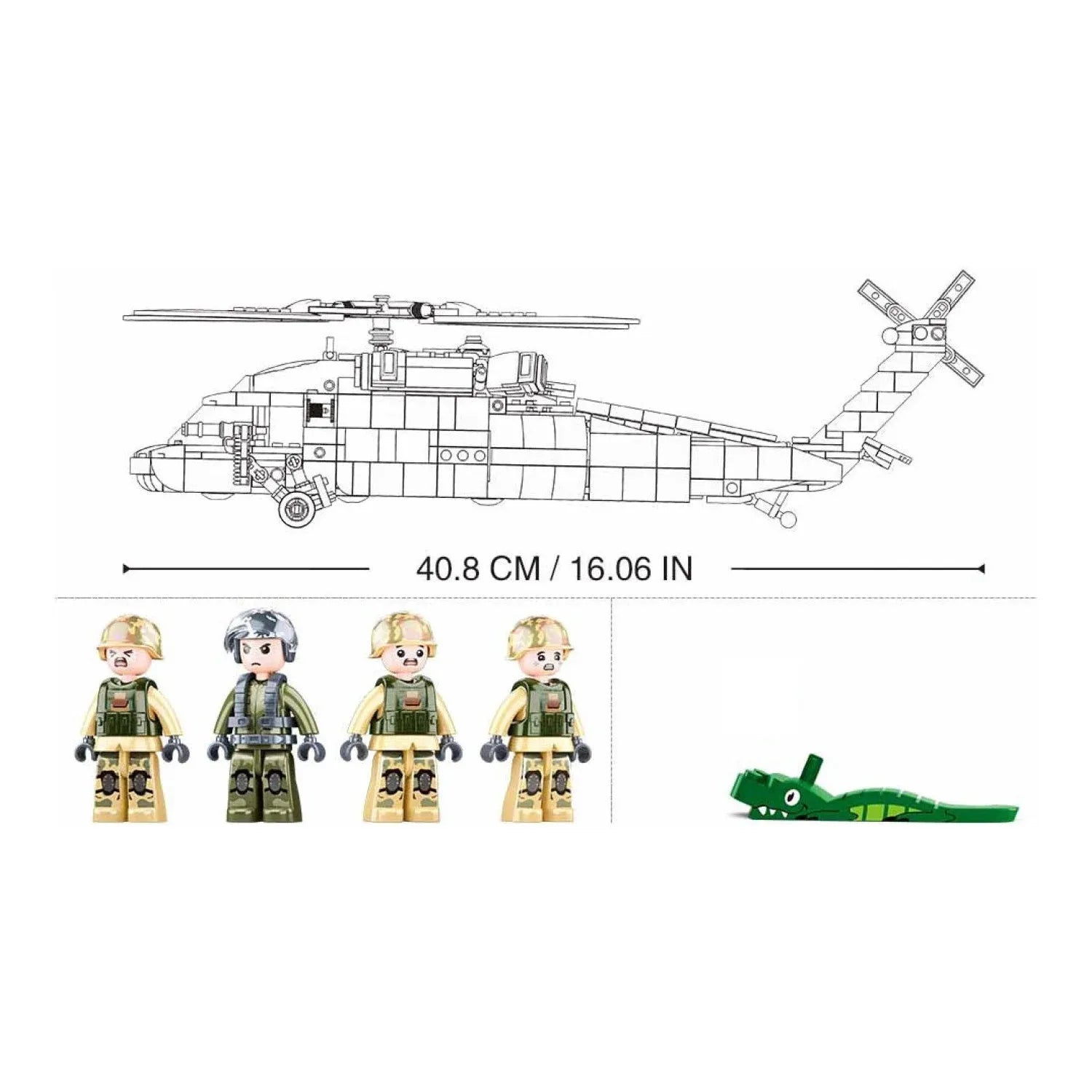 Sluban B1012 Model Kit UH60 Black Hawk Medical Rescue Helicopter US Army MEDEVAC Air Force Military Building Blocks DIY