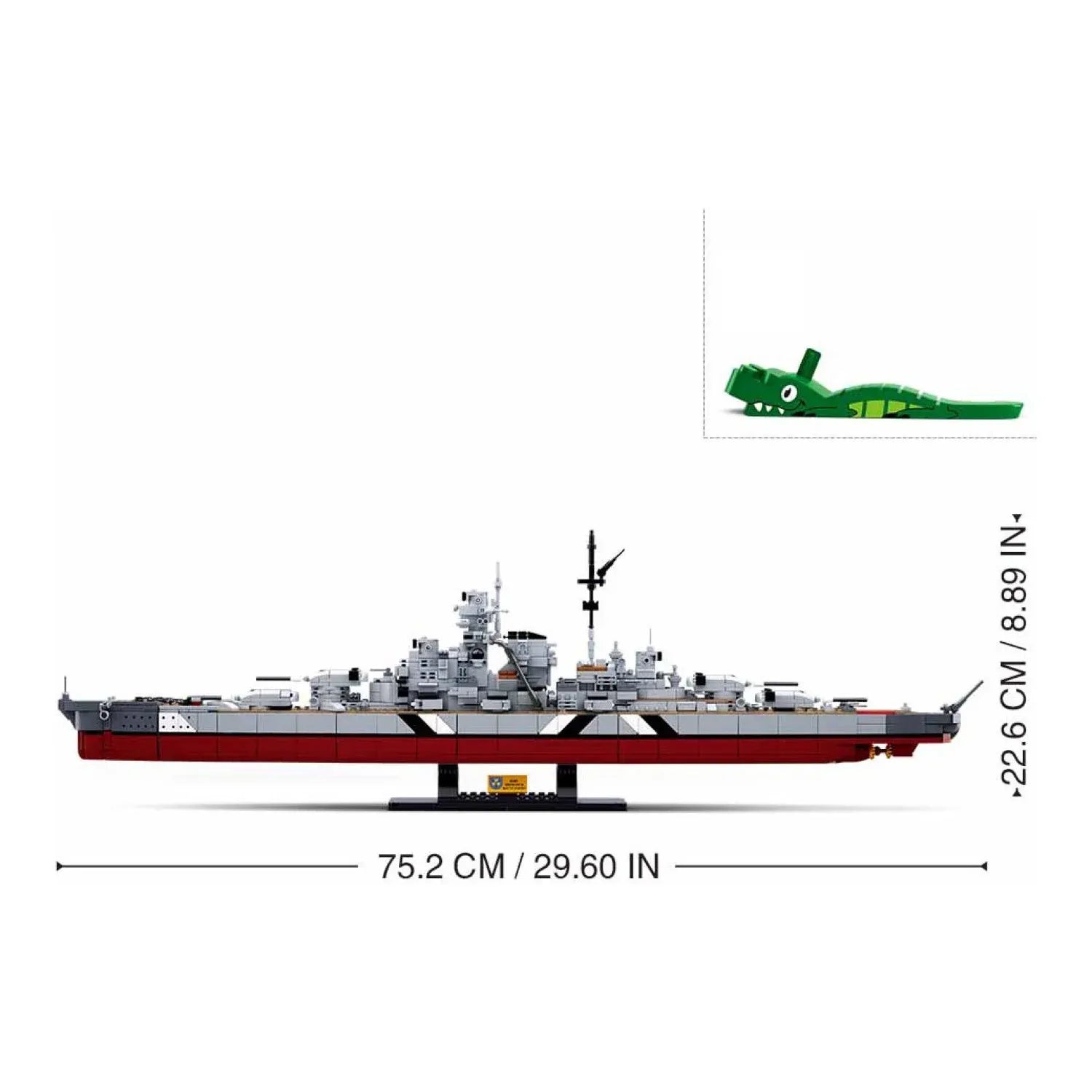 Sluban B1102 Model Kit WWII Bismarck Battleship Large Scale Warship Navy Vessel Boat Military Blocks DIY Construction