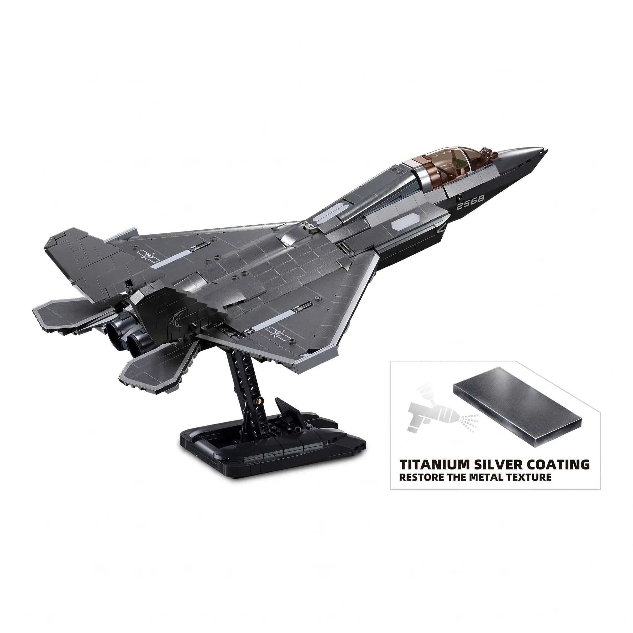 Sluban B1186 Model Kit 1:44 J35 Carrier Fighter Chinese Stealth Jet Plane Modern PLAAF Building Blocks DIY Set Toy