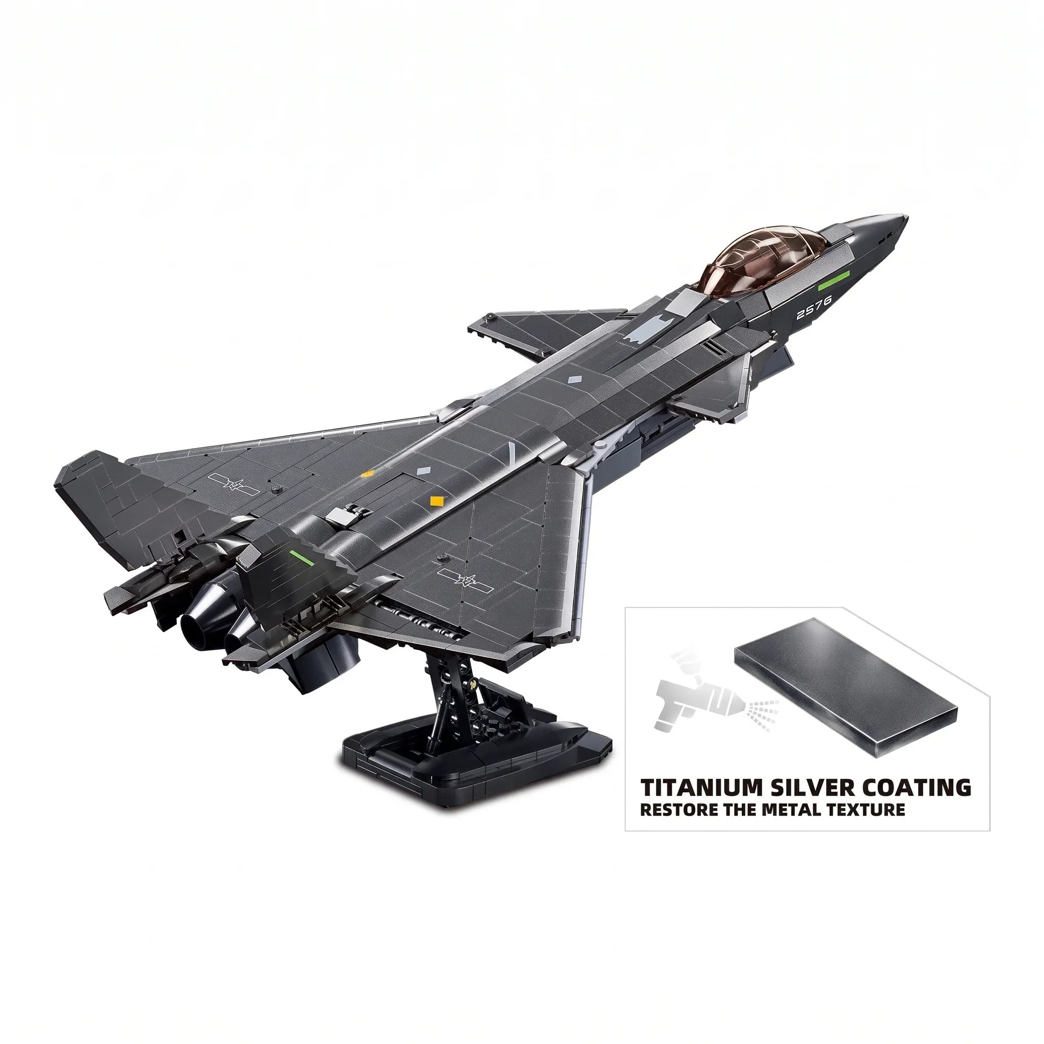 Sluban B1187 Model Kit 1:44 J20 Mighty Dragon Chinese Stealth Fighter Jet Plane Modern PLAAF Building Block DIY Set Toy