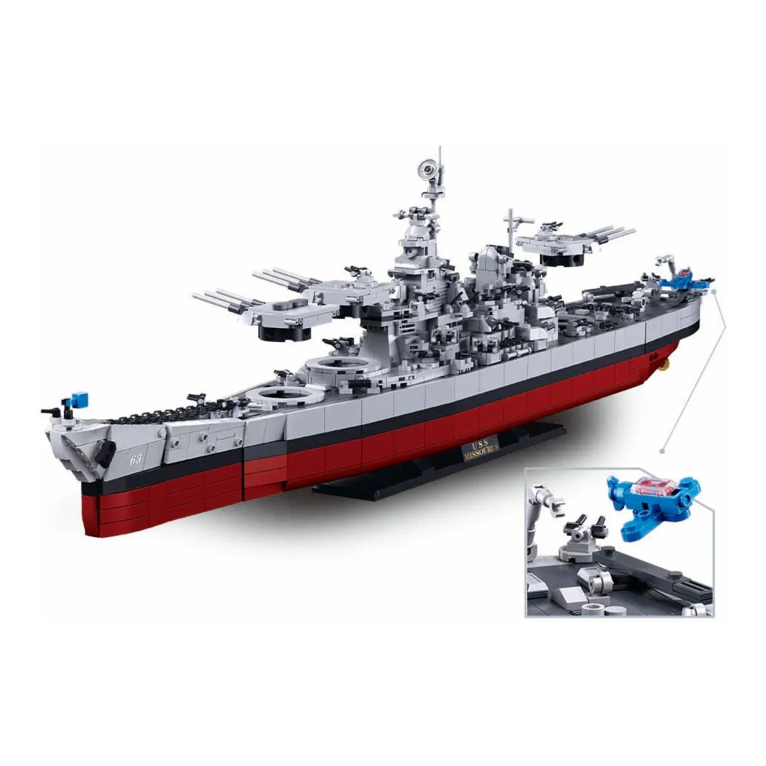 Sluban B1291 Model Kit 1:350 USS Missouri BB63 Mighty Mo Battleship Warship WWII Navy Vessel Boat Blocks DIY Set Toy