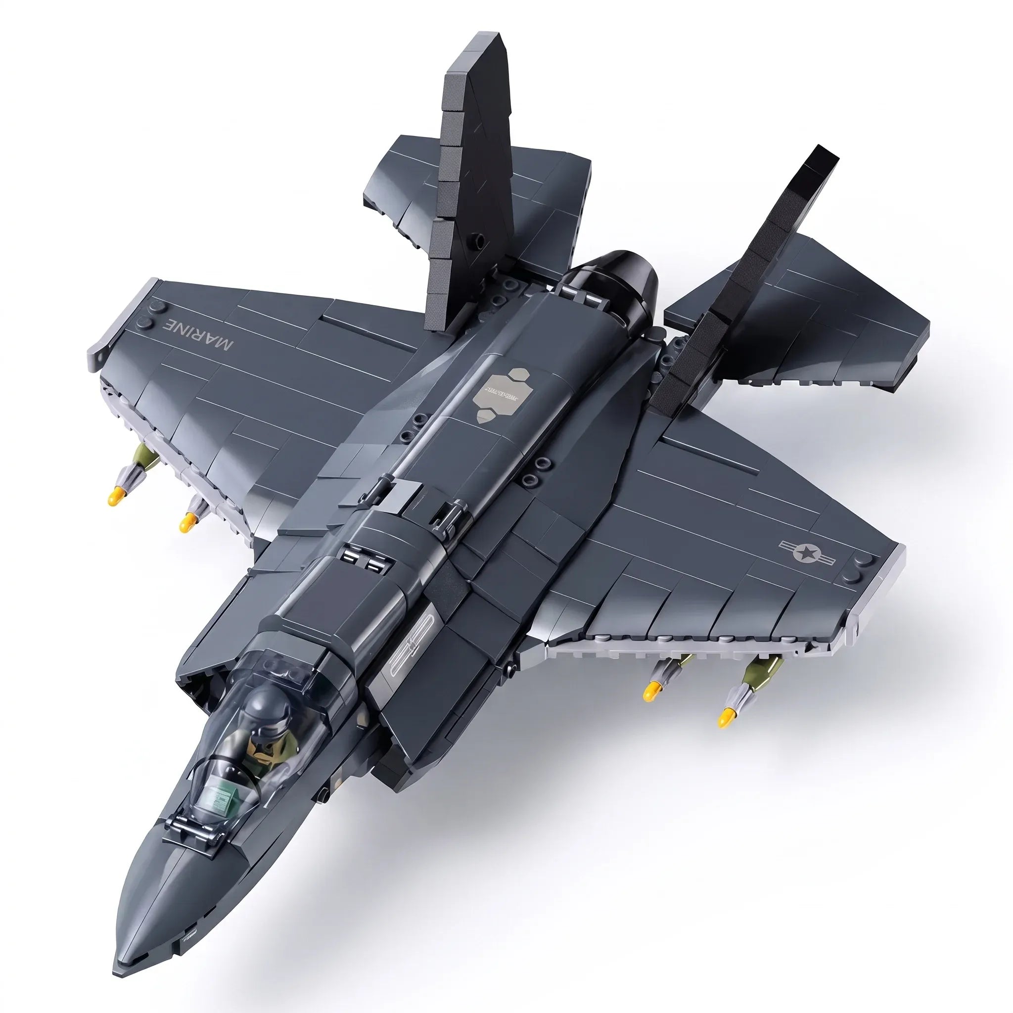 Sluban B1361 Model Kit 1:44 F35 Lightning Stealth Fighter Jet Plane Modern USAF Air Force Building Blocks DIY Set Toy