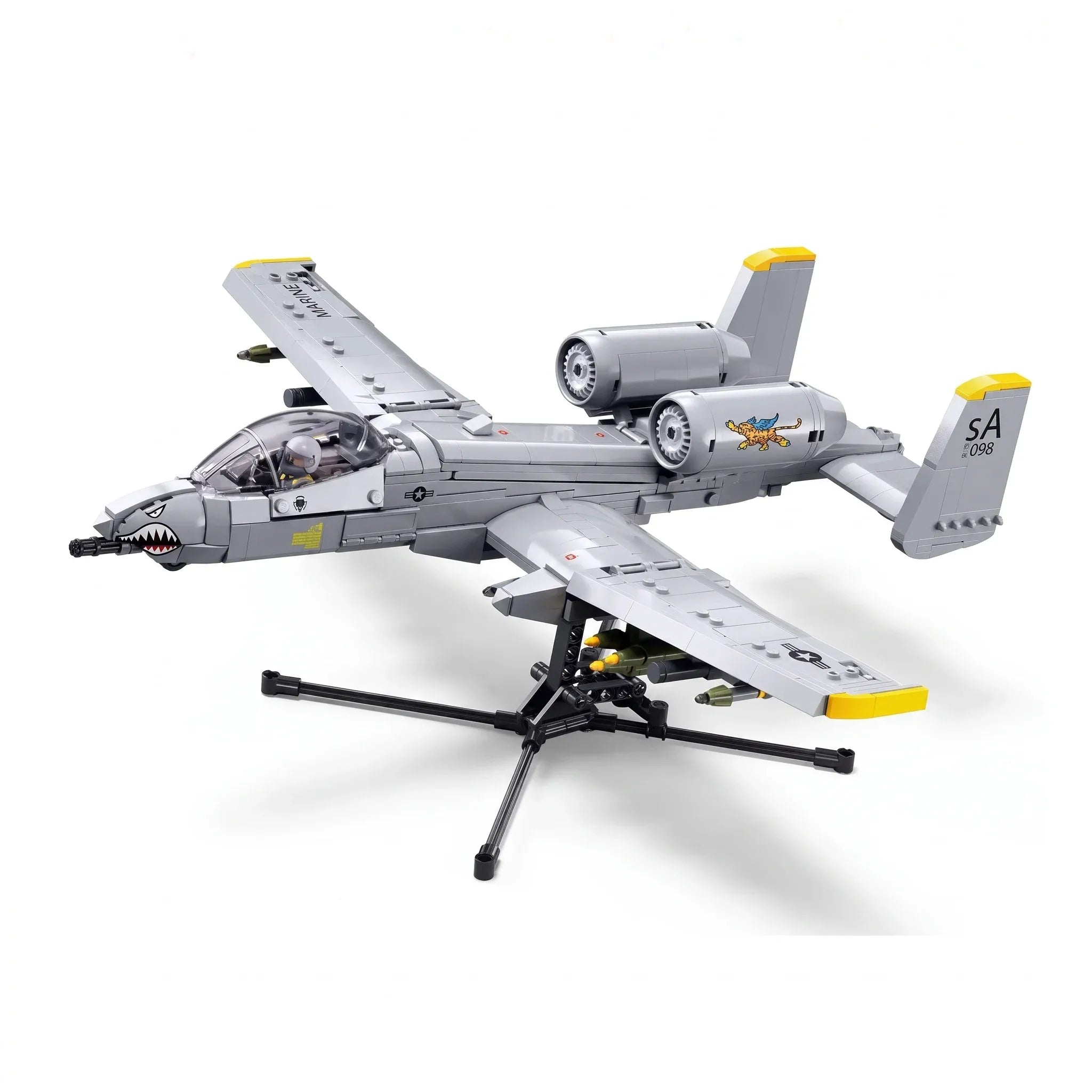 Sluban B1362 Model Kit 1:44 A10 Warthog Thunderbolt Attack Jet Fighter Plane USAF Military Building Blocks DIY Set Toy