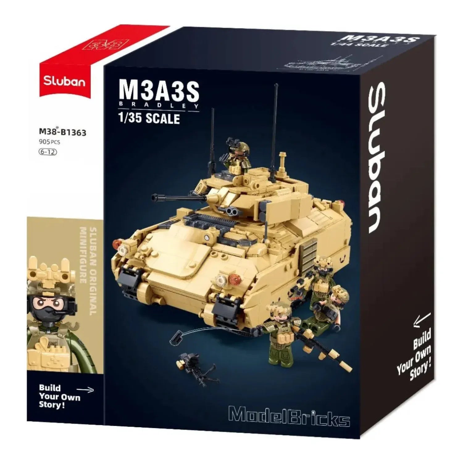 Sluban B1363 Model Kit 1:35 M3A3 Bradley Armored Infantry Vehicle IFV AFV Modern US Army Military Building Blocks DIY Set Toy