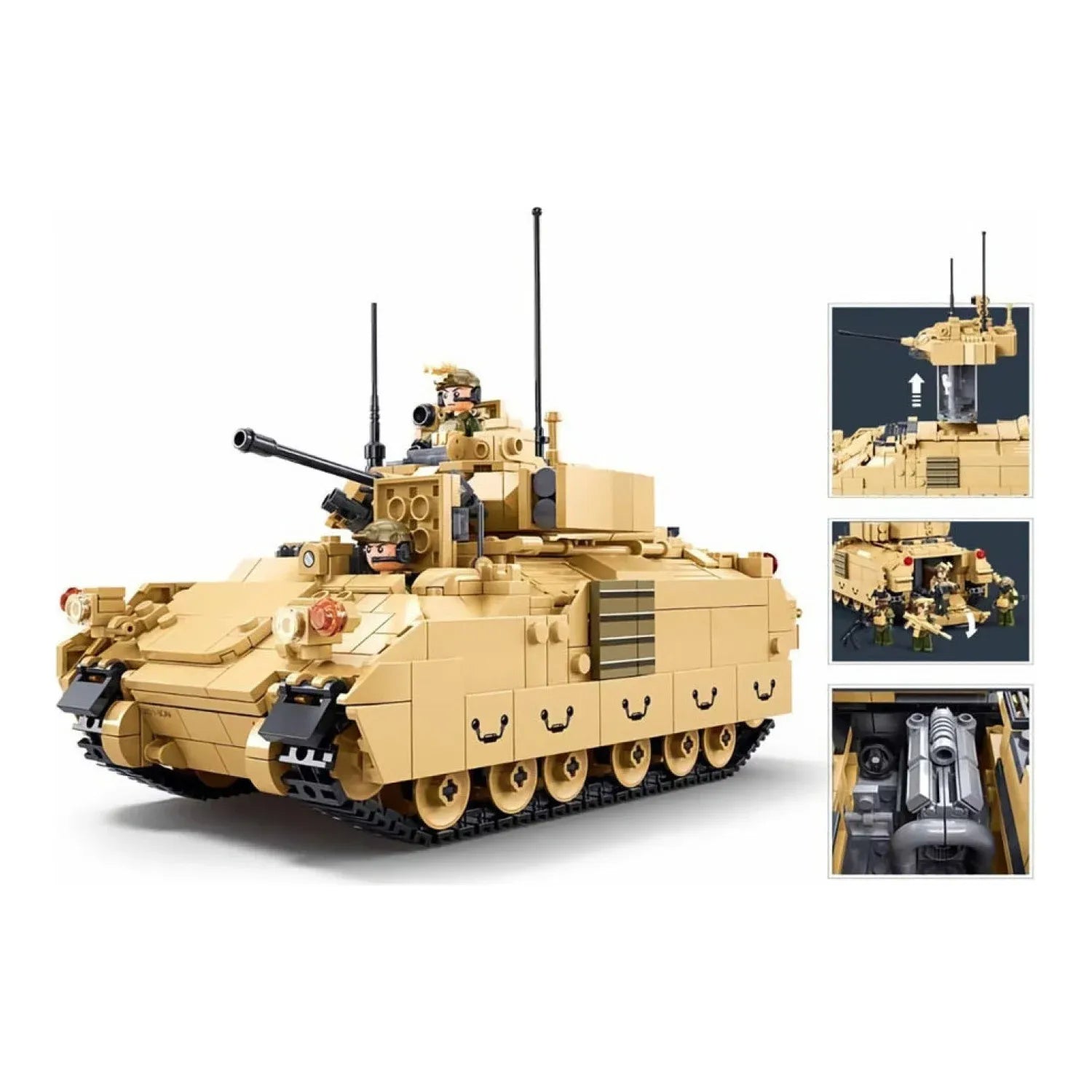 Sluban B1363 Model Kit 1:35 M3A3 Bradley Armored Infantry Vehicle IFV AFV Modern US Army Military Building Blocks DIY Set Toy
