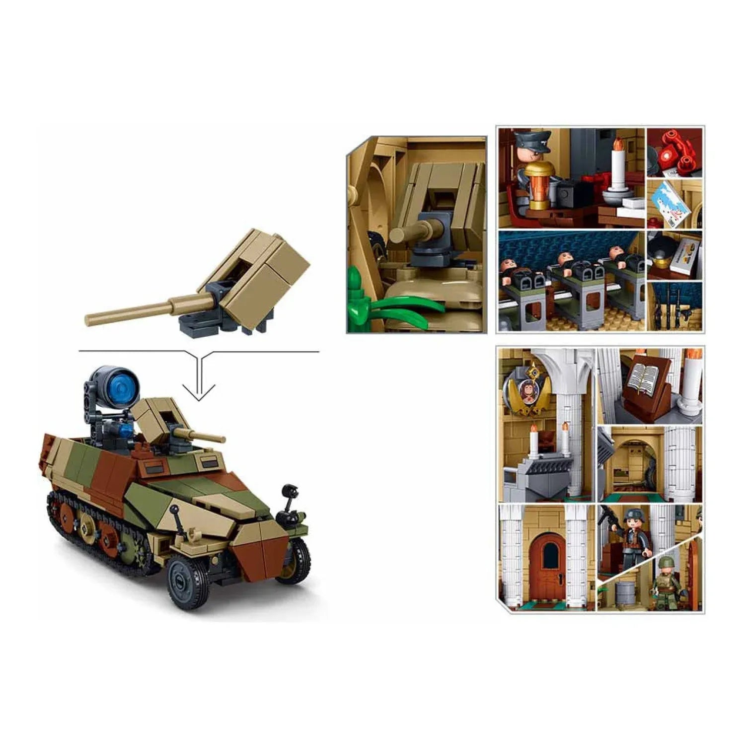 Sluban B1532 Model Kit 44cm Battle Of Sainte Mere Eglise D-Day WWII Paratrooper Army Building Blocks DIY Set Toy