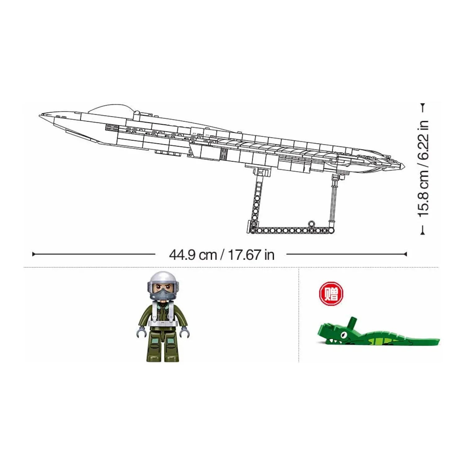 Sluban B1587 Model Kit 1:44 J50 Stealth Fighter Jet Plane - Military Air Force Building Blocks DIY Set Toy