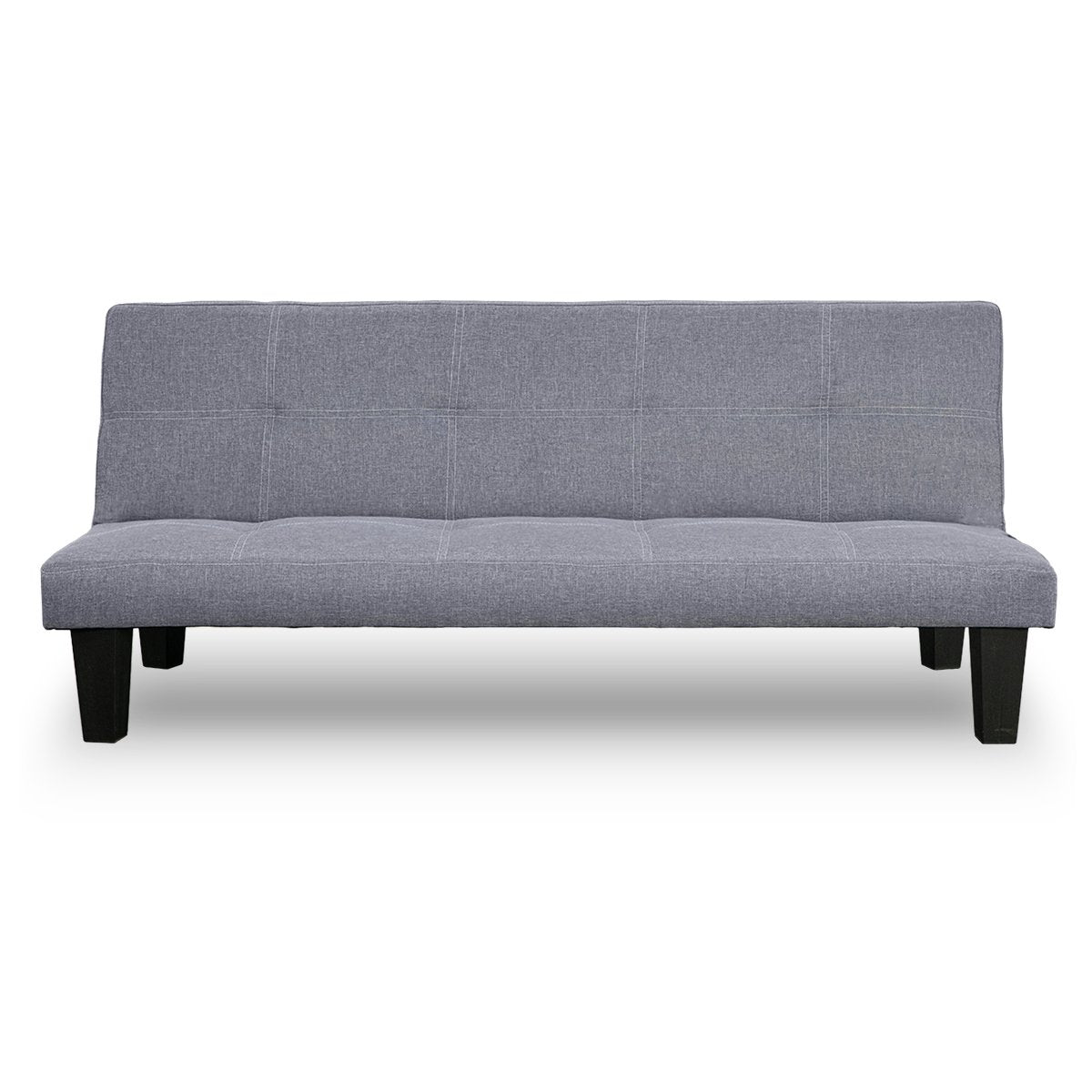 Dark Grey Adjustable Linen Sofa Bed Lounge with Wooden Frame