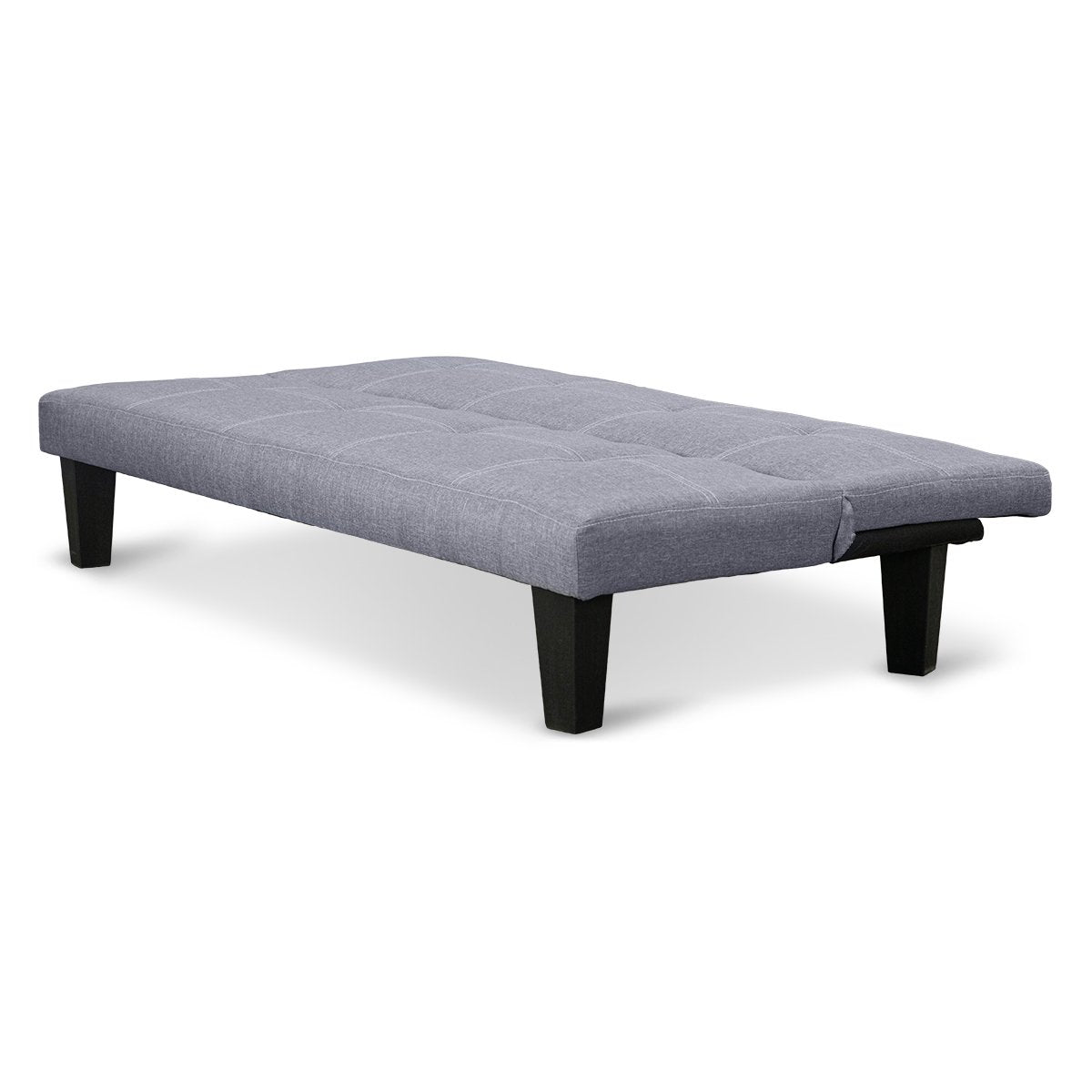 Dark Grey Adjustable Linen Sofa Bed Lounge with Wooden Frame