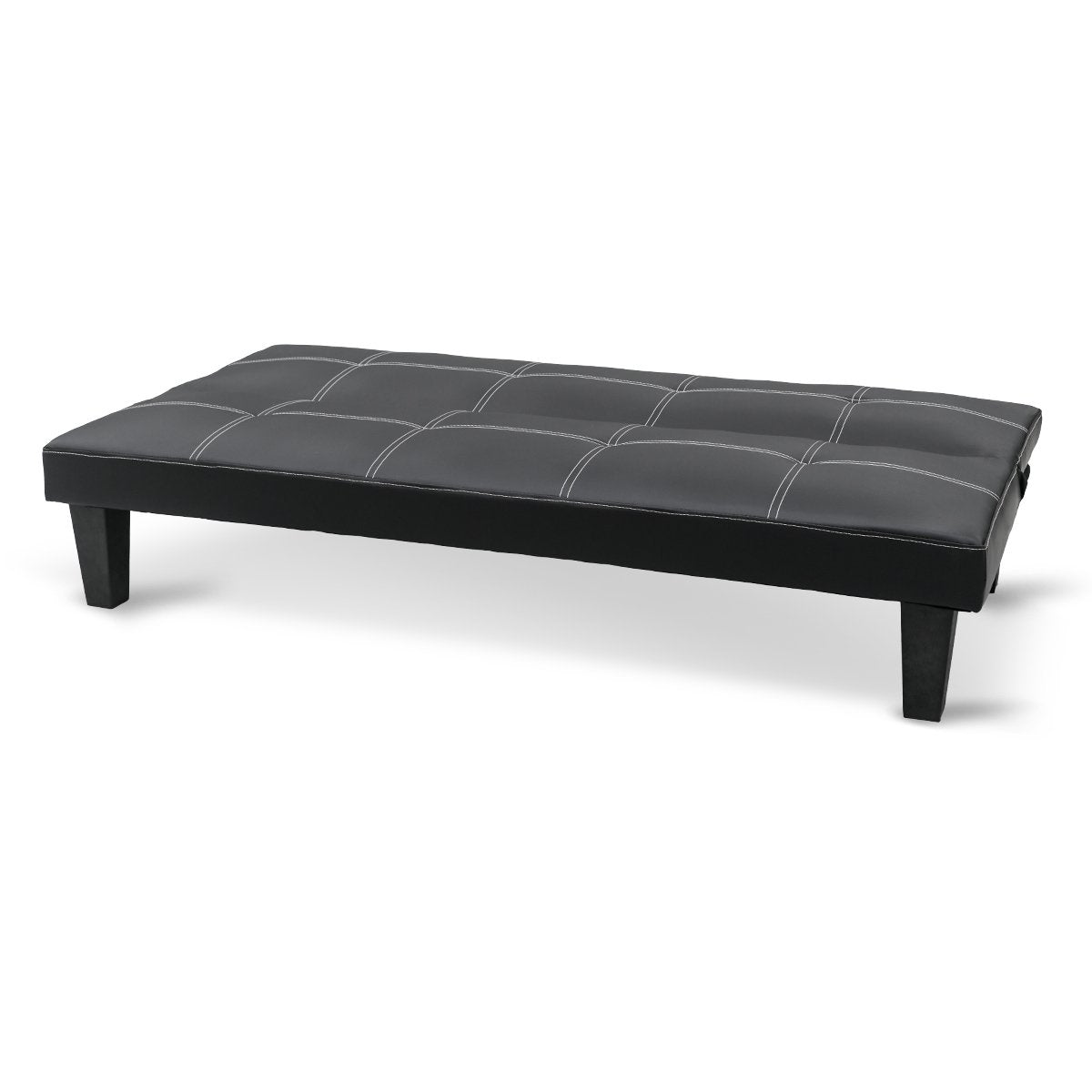 Black PU Leather 2-Seater Sofa Bed with Wooden Frame, Sarantino