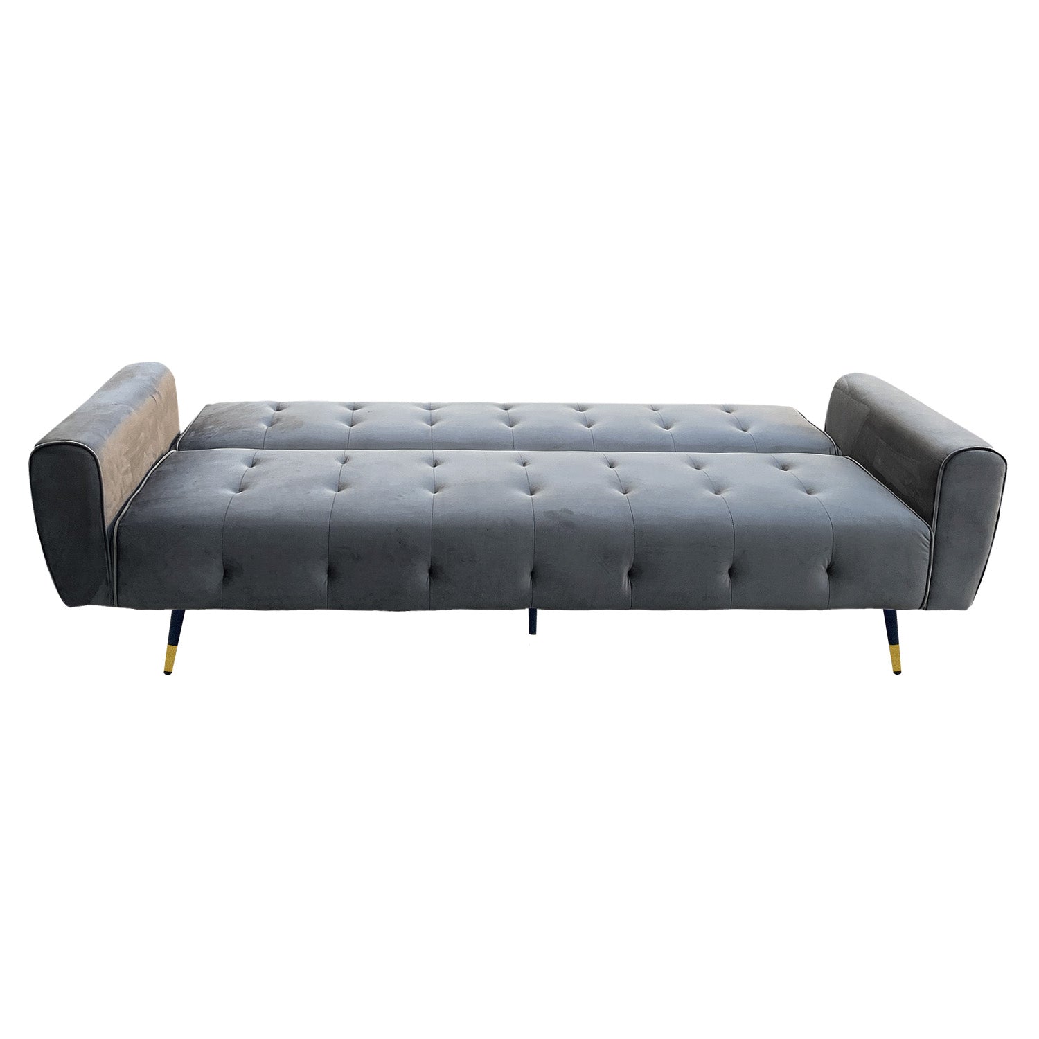 Premium Velvet Tufted Sofa Bed, Metal Legs - 3-Seater, Sarantino