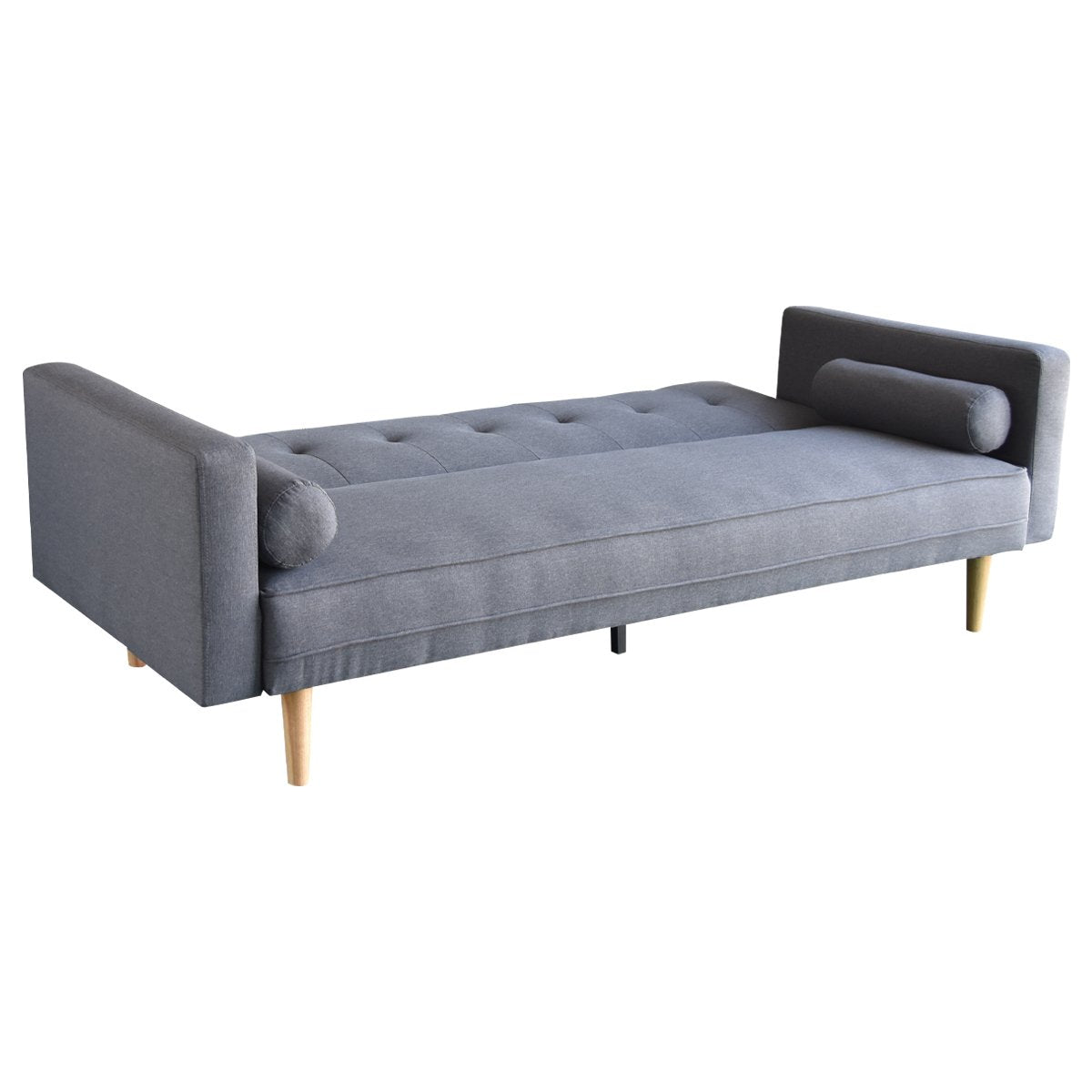 Dark Grey Linen Upholstered Sofa Bed, Adjustable Backrest - Sarantino