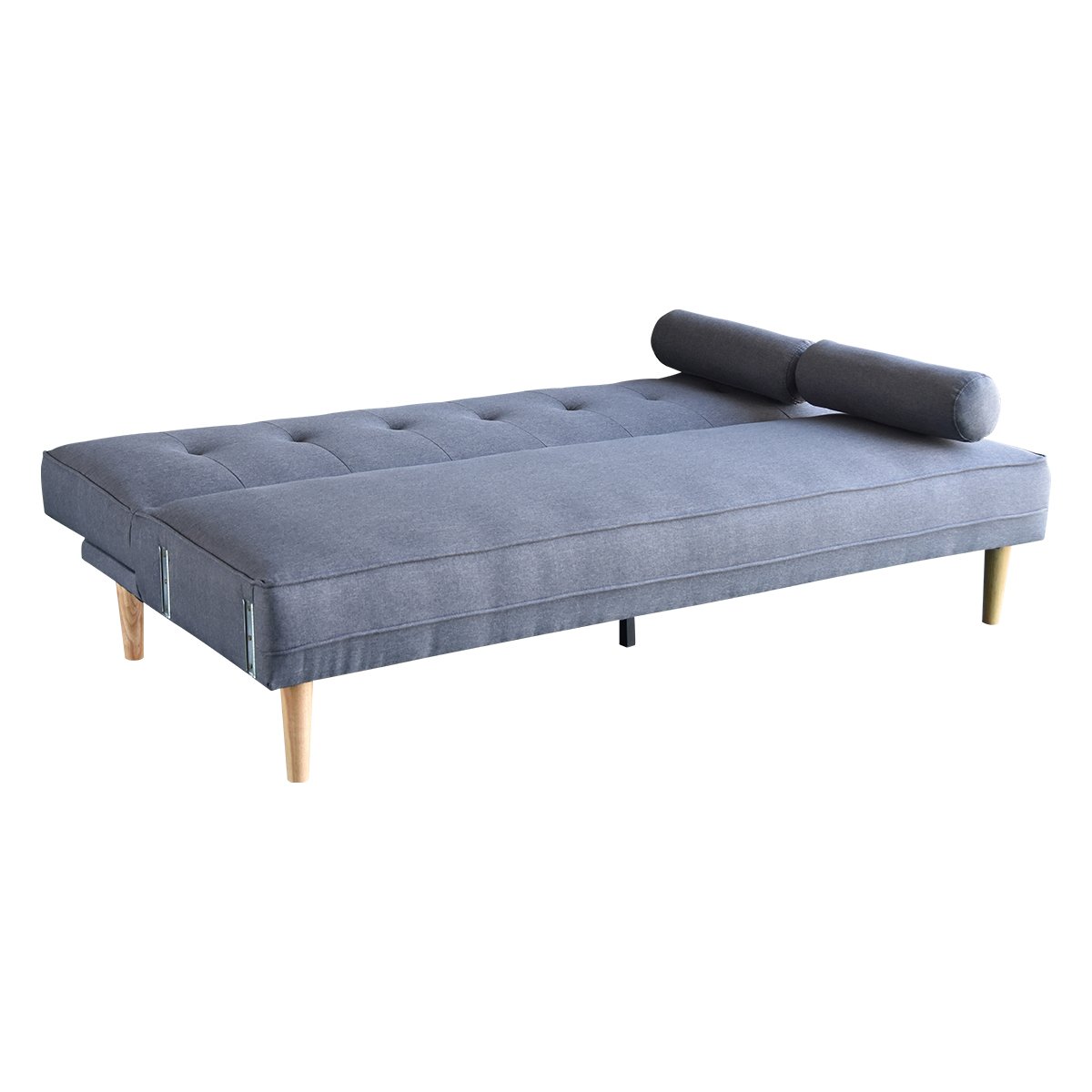 Dark Grey Linen Upholstered Sofa Bed, Adjustable Backrest - Sarantino