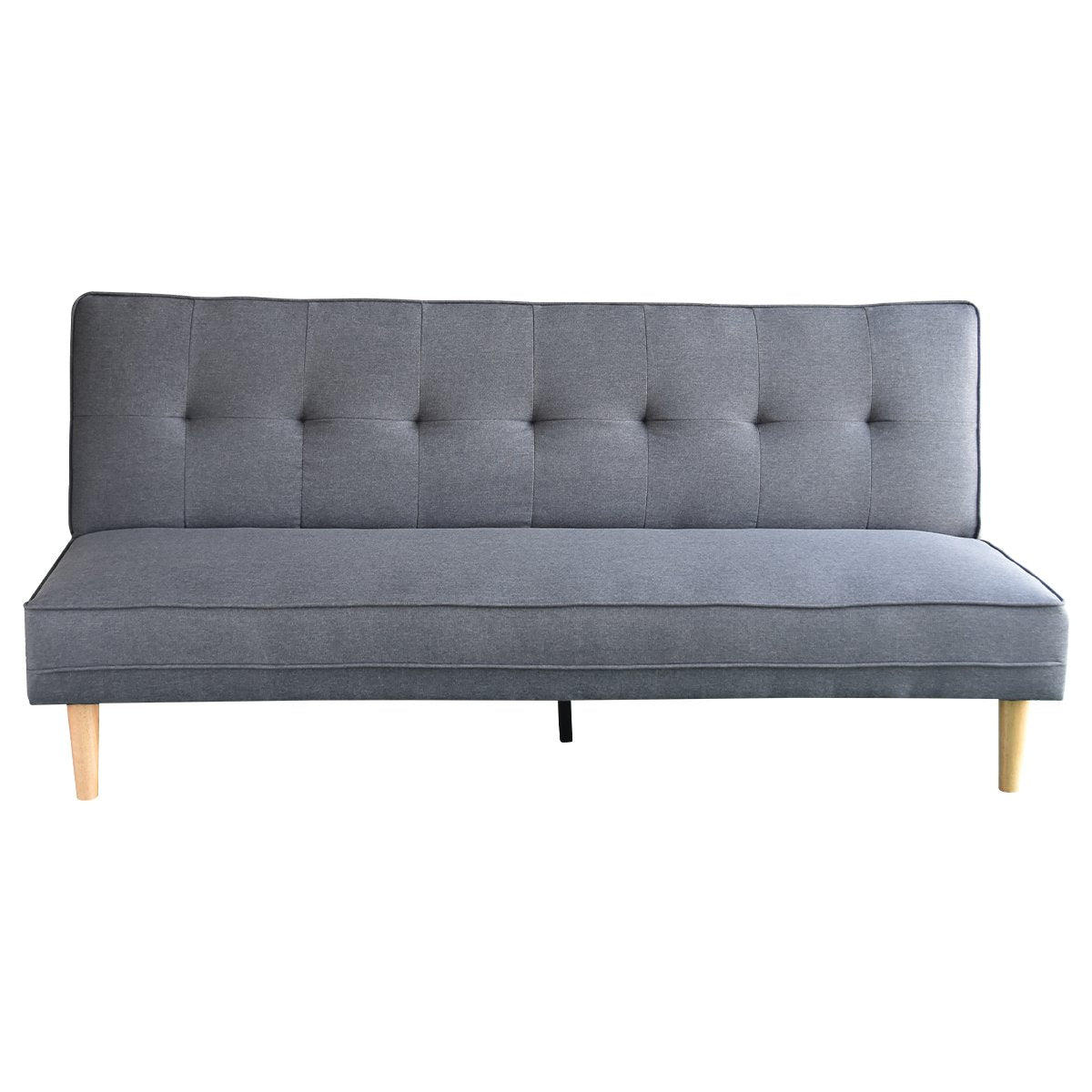 Dark Grey Linen Upholstered Sofa Bed, Adjustable Backrest - Sarantino