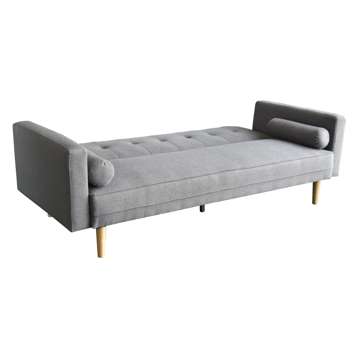 Light Grey Linen Sofa Bed, Adjustable, Tufted, Pine Wood