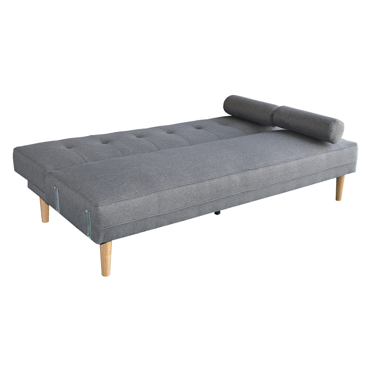 Light Grey Linen Sofa Bed, Adjustable, Tufted, Pine Wood