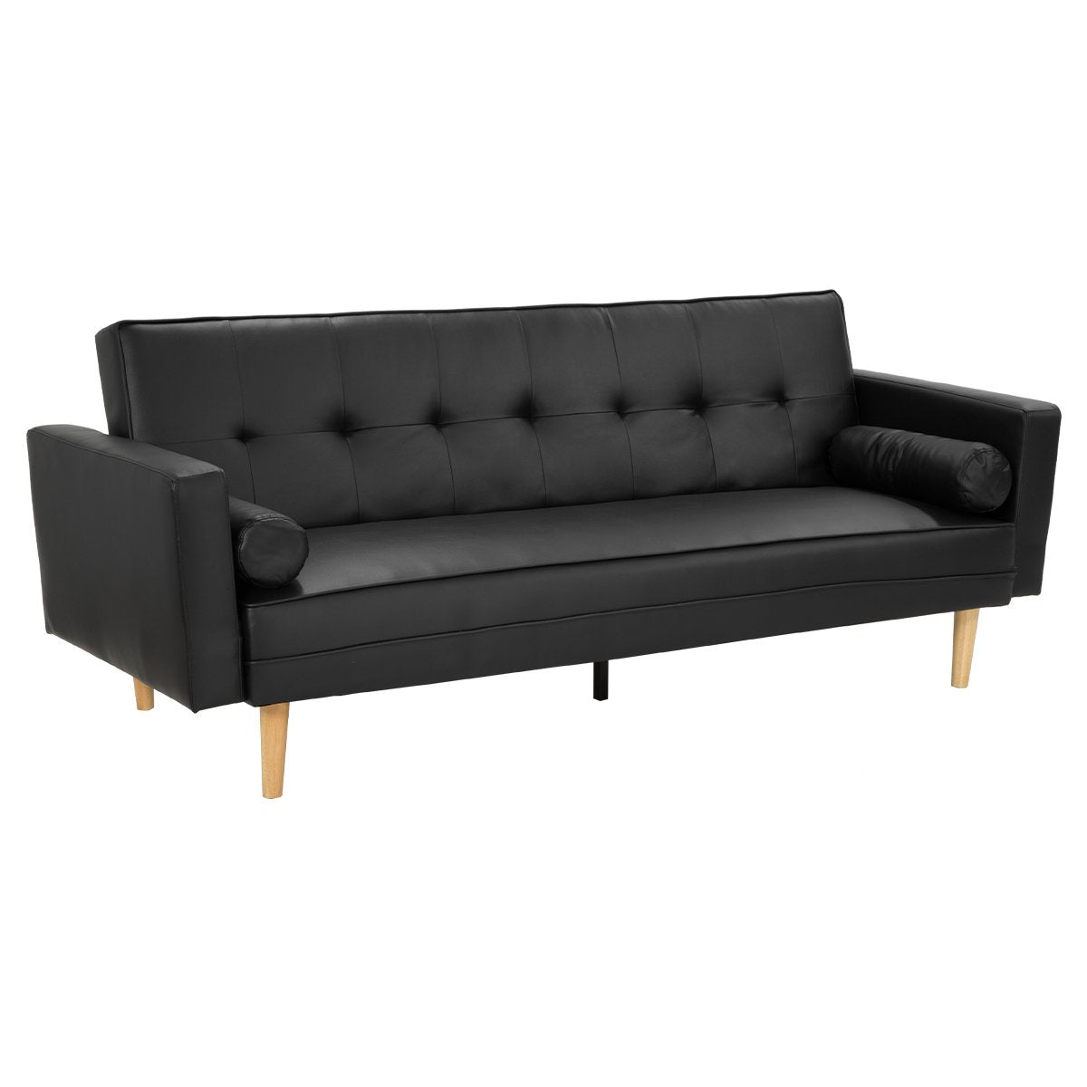 Adjustable Faux Leather Sofa Bed, High-Density Foam - Sarantino