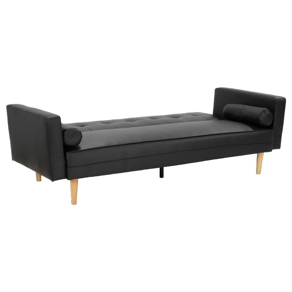 Adjustable Faux Leather Sofa Bed, High-Density Foam - Sarantino