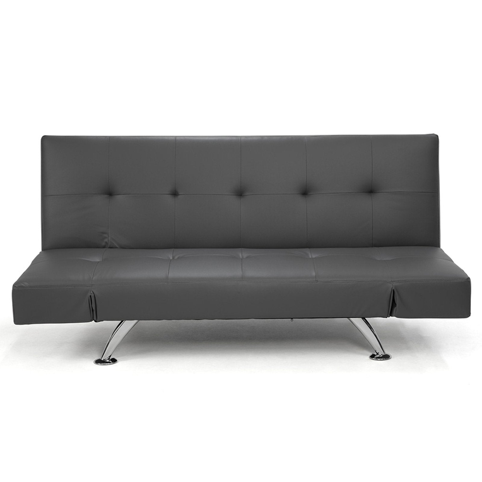 Adjustable Faux Leather Sofa Bed with Chrome Legs - Sarantino