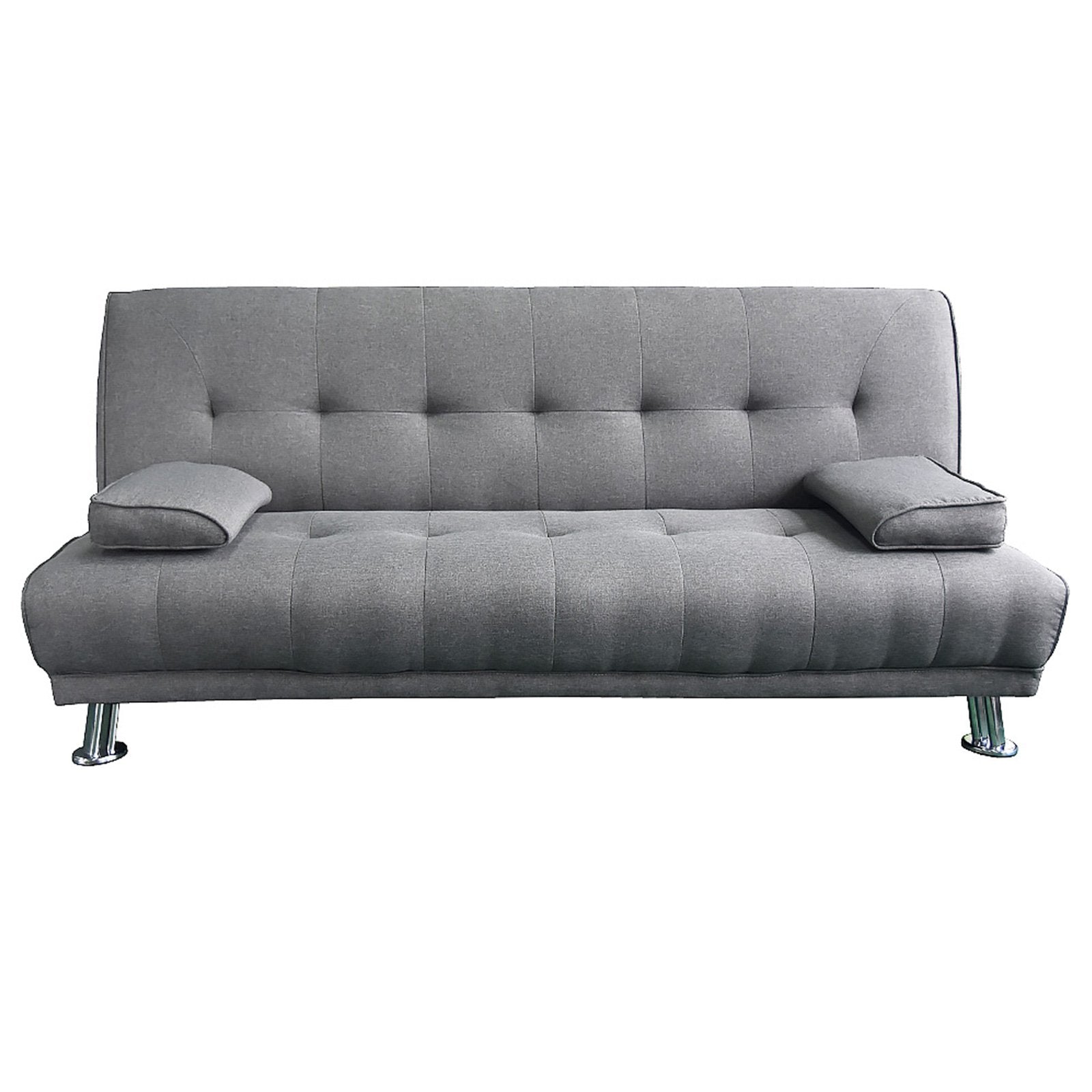 Light Grey Linen Sofa Bed with Chrome Legs & Pine Wood Frame