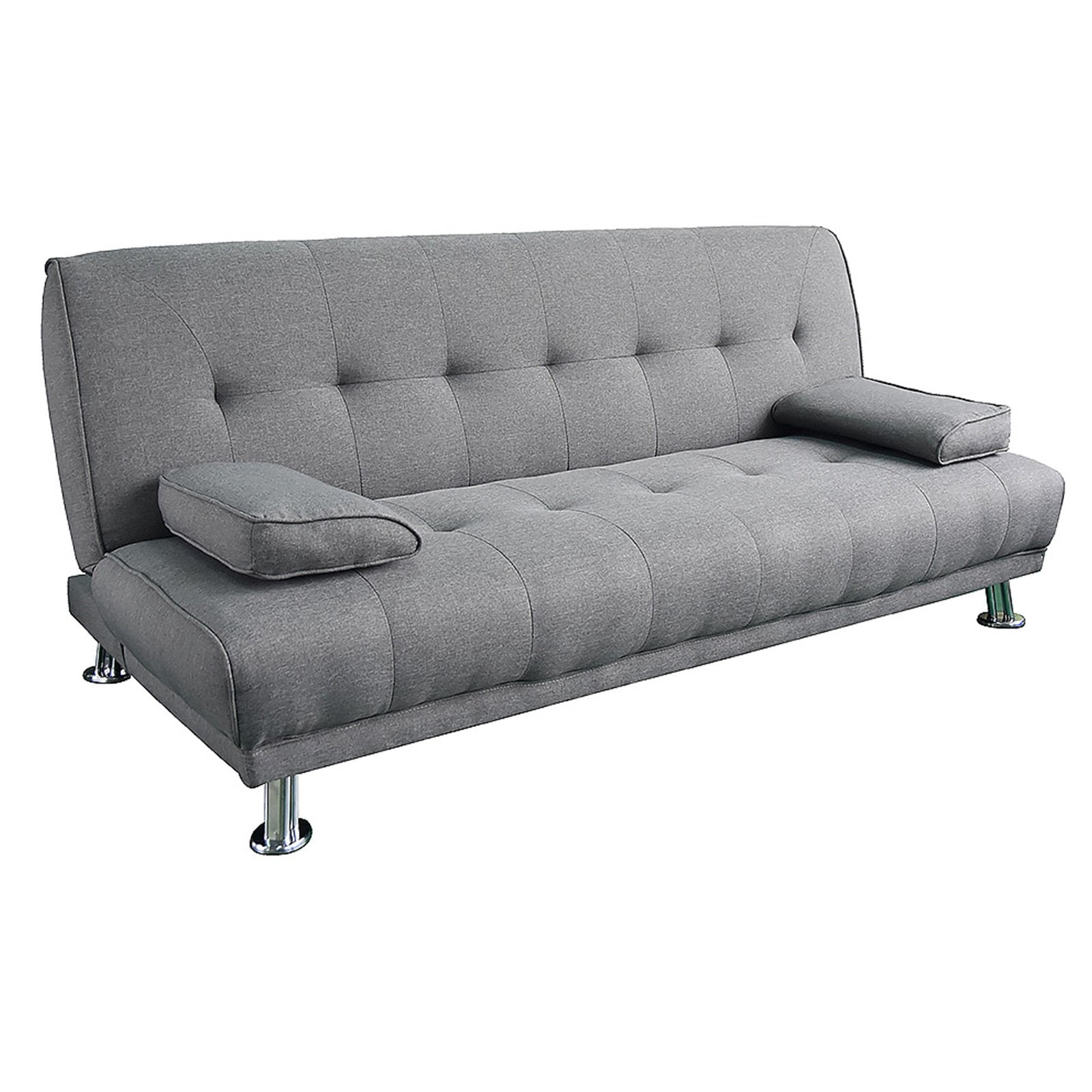 Light Grey Linen Sofa Bed with Chrome Legs & Pine Wood Frame