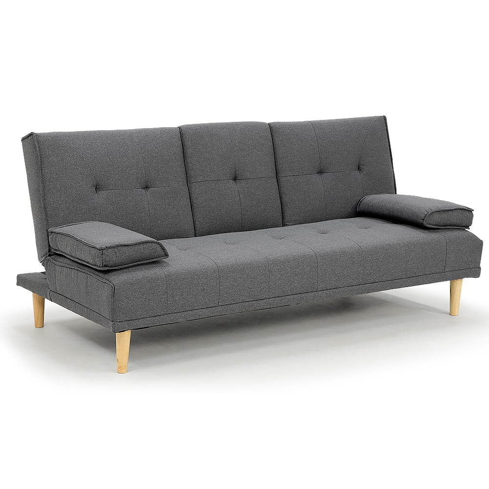 Dark Grey Linen Fabric Sofa Bed Lounge with Cup Holders