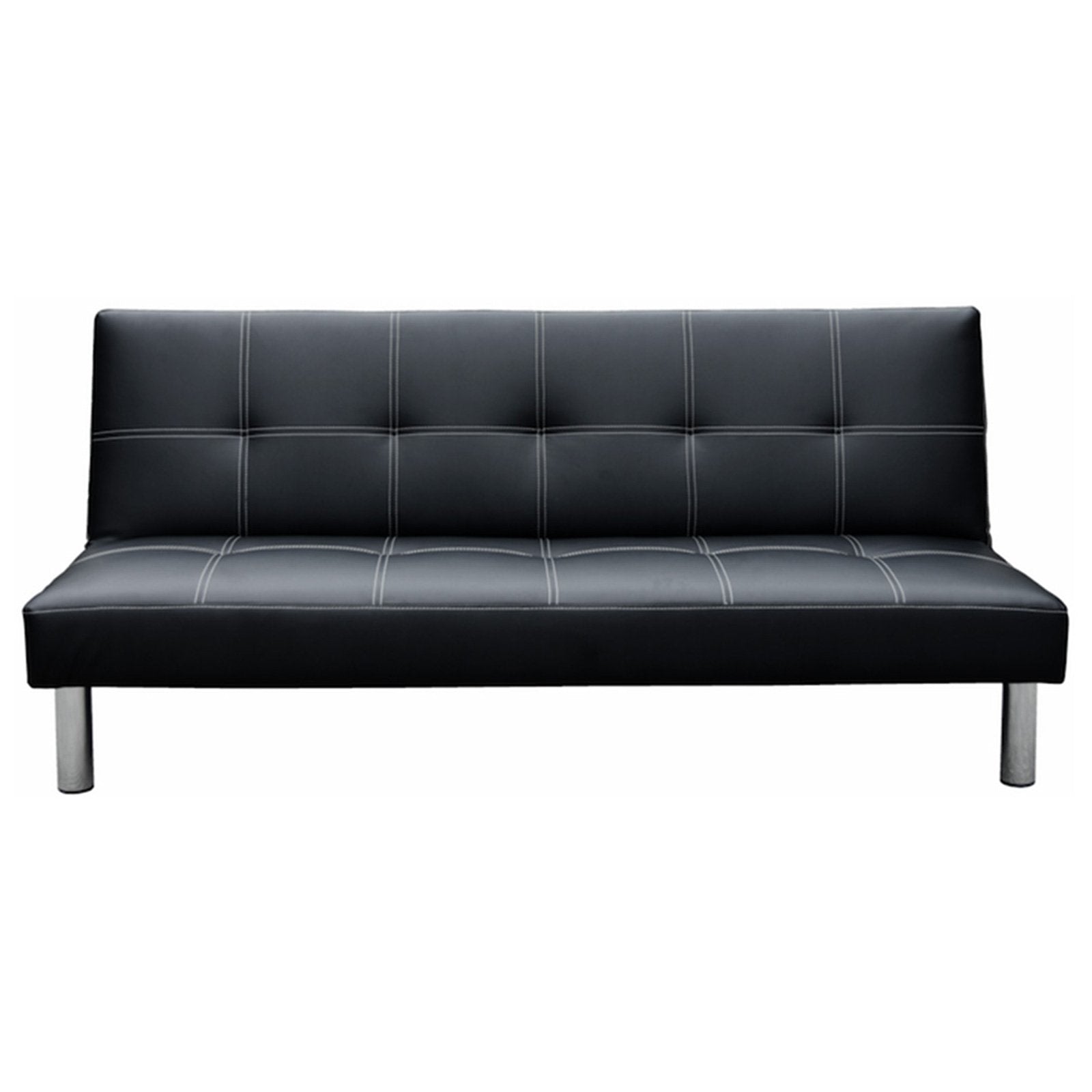 Black Faux Leather Chelsea Sofa Bed, Adjustable Backrest, Sarantino