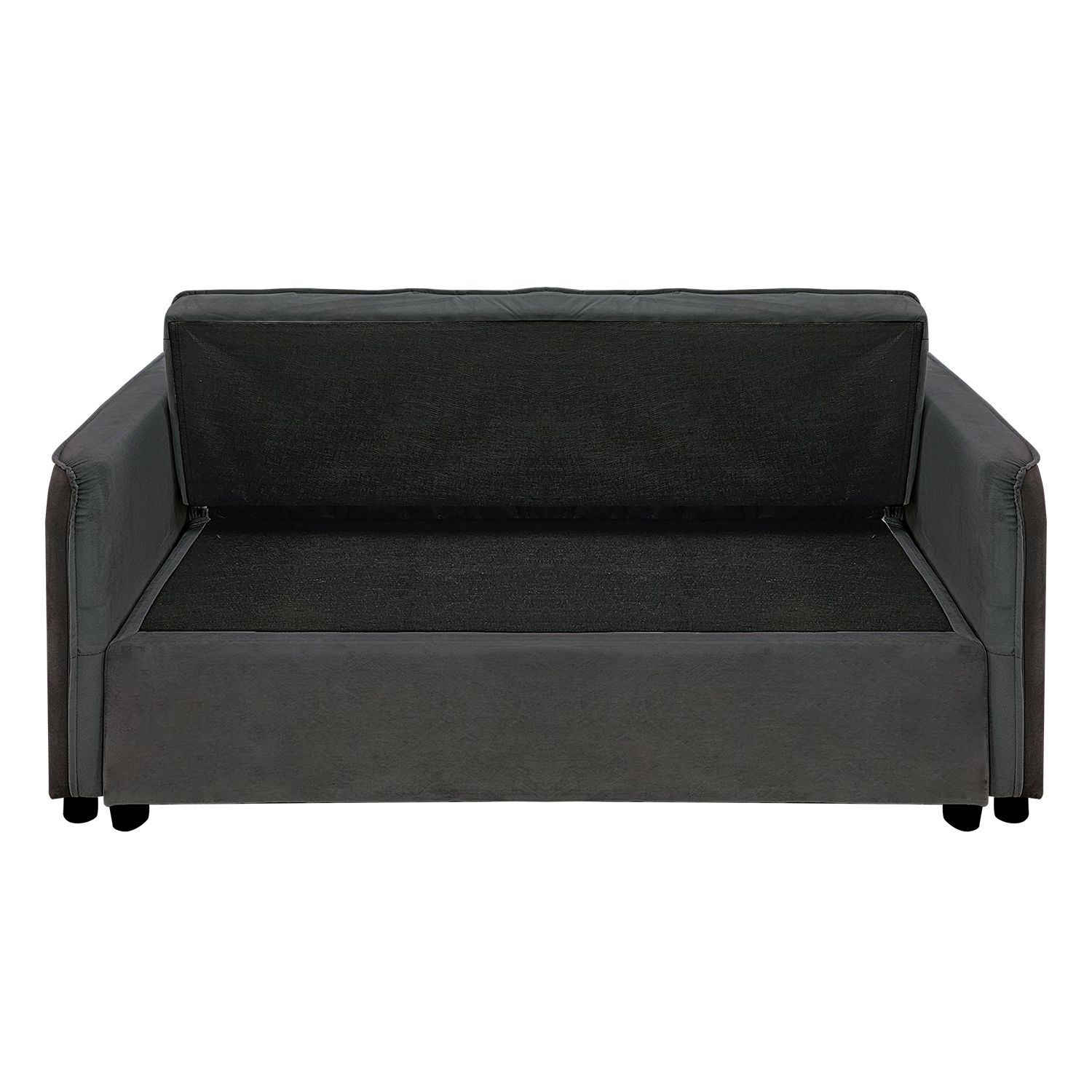 Sarantino Quincy 2-Seater Velvet Sofa Bed in Dark Grey with Wooden Frame and Tufted Design - Dark Grey