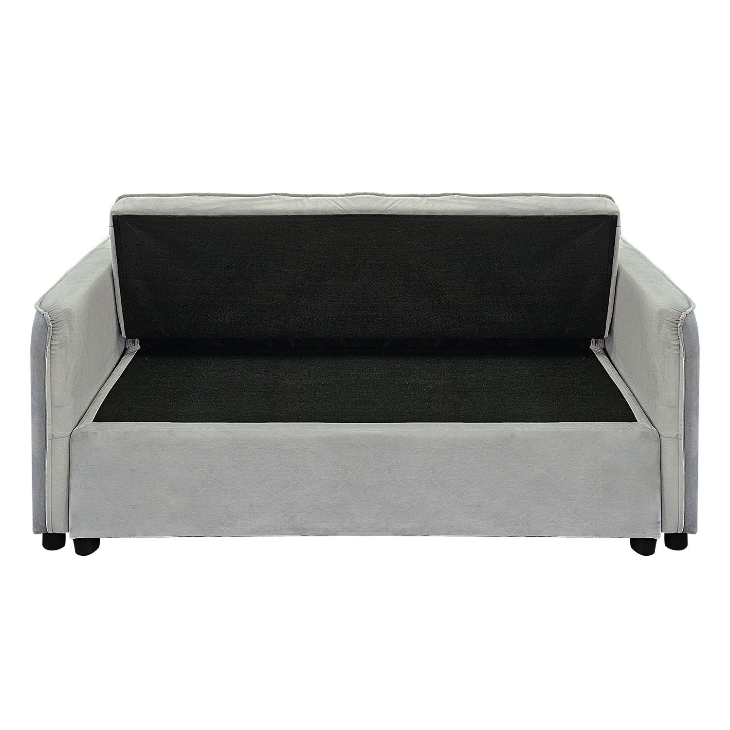 Tufted 2-Seater Velvet Sofa Bed, Wooden Frame, Light Grey - Sarantino