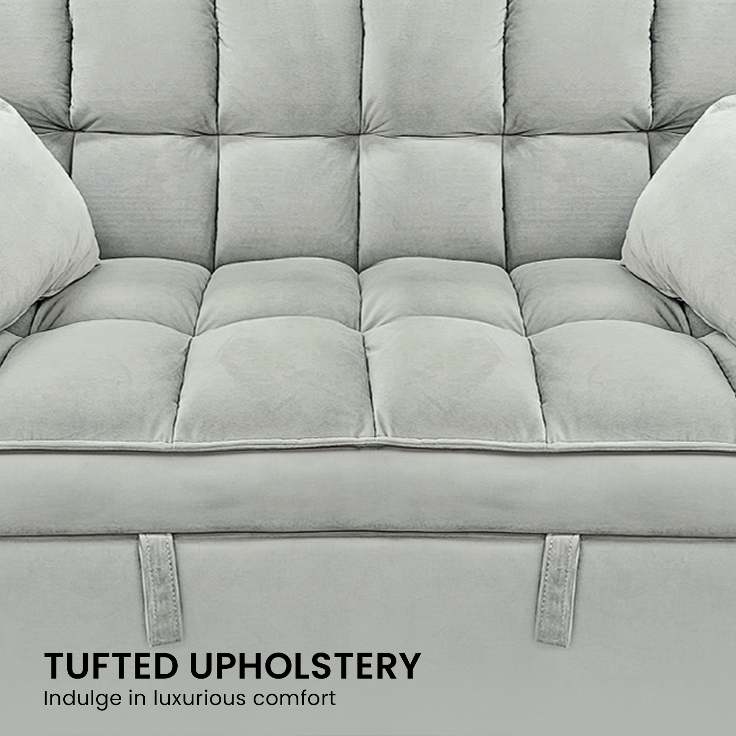 Tufted 2-Seater Velvet Sofa Bed, Wooden Frame, Light Grey - Sarantino