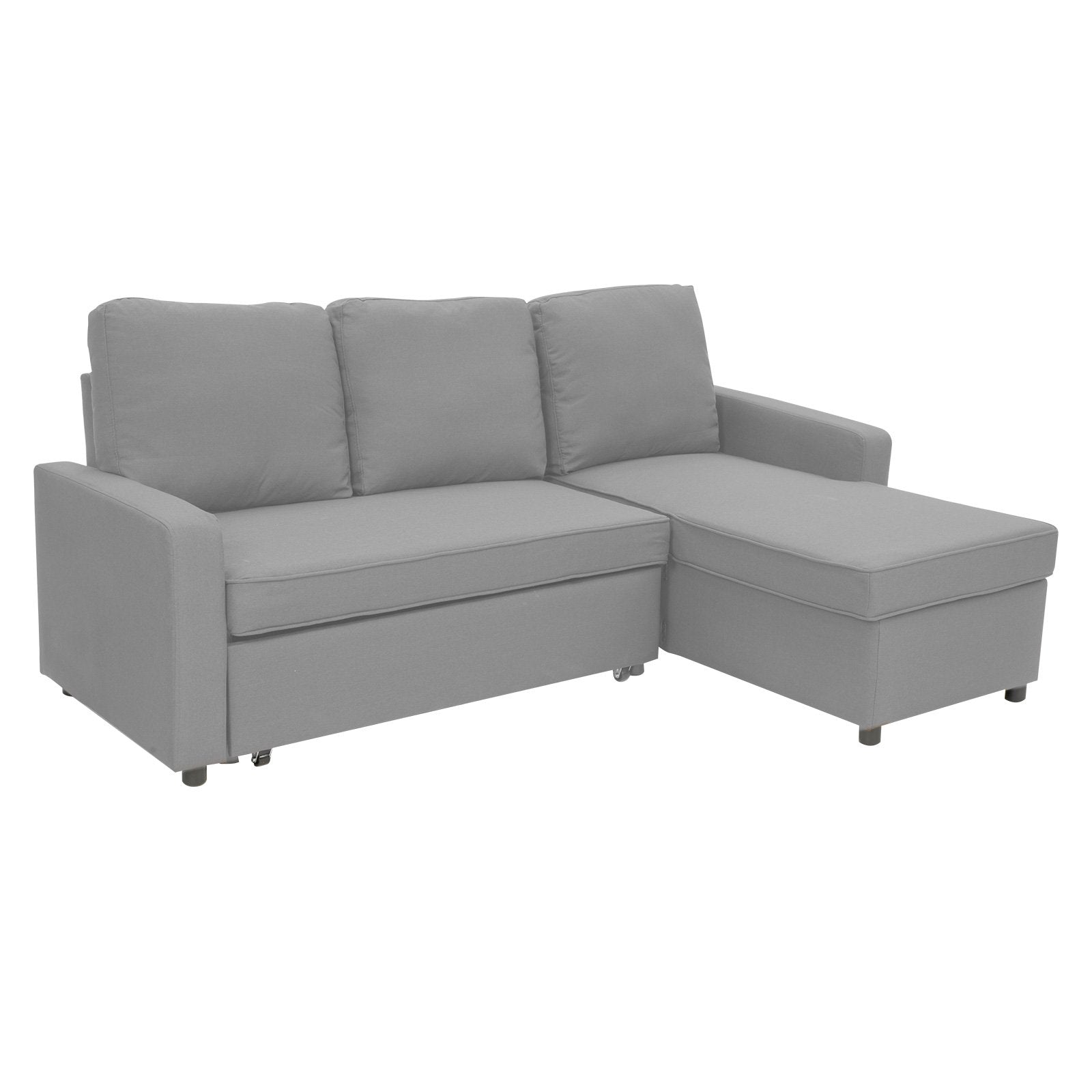 Light Grey 3-Seater Sofa Bed, Storage, Chaise Lounge