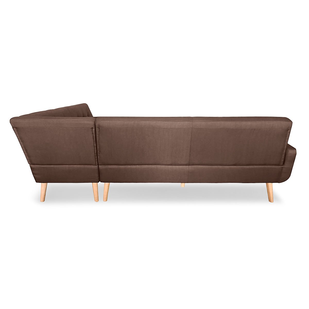 6-Seater Faux Linen L-Shaped Sofa with Chaise, Wooden Legs