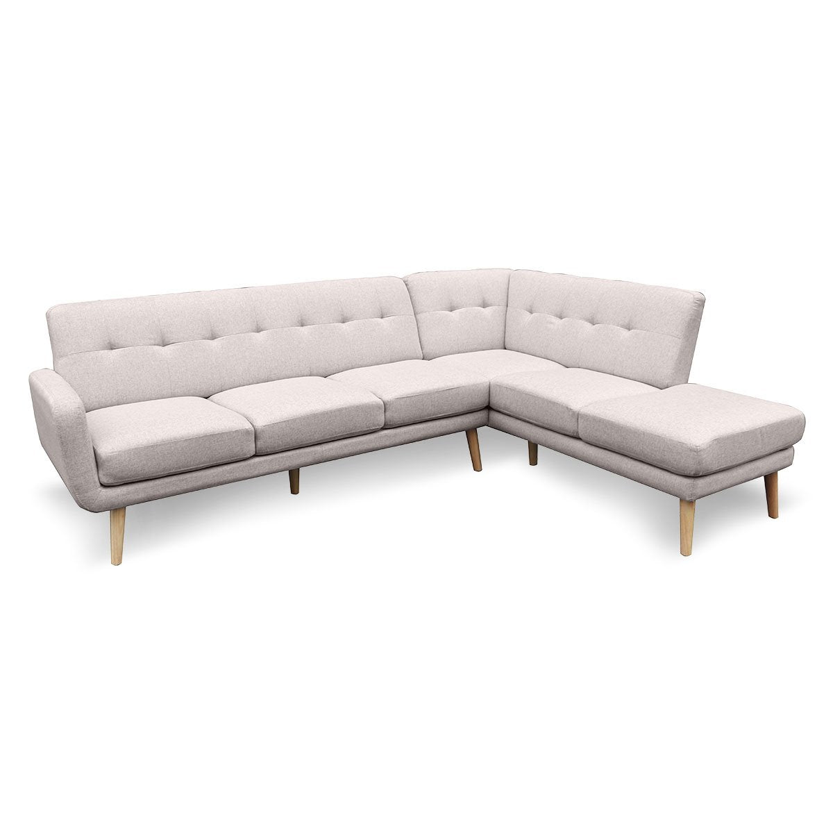 Light Grey 6-Seater Faux Linen Sofa with Chaise, Sarantino