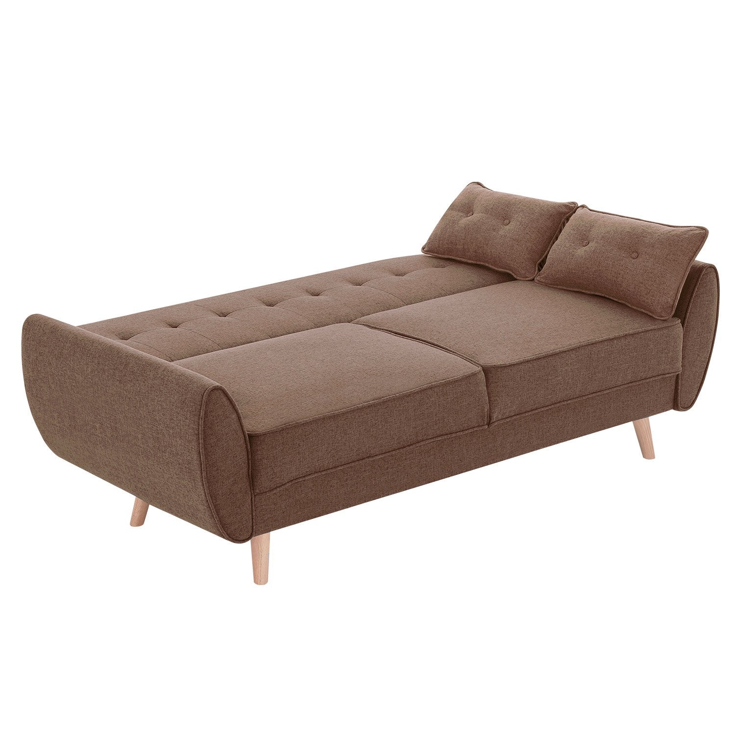 Sarantino 3 Seater Modular Linen Sofa Bed Brown