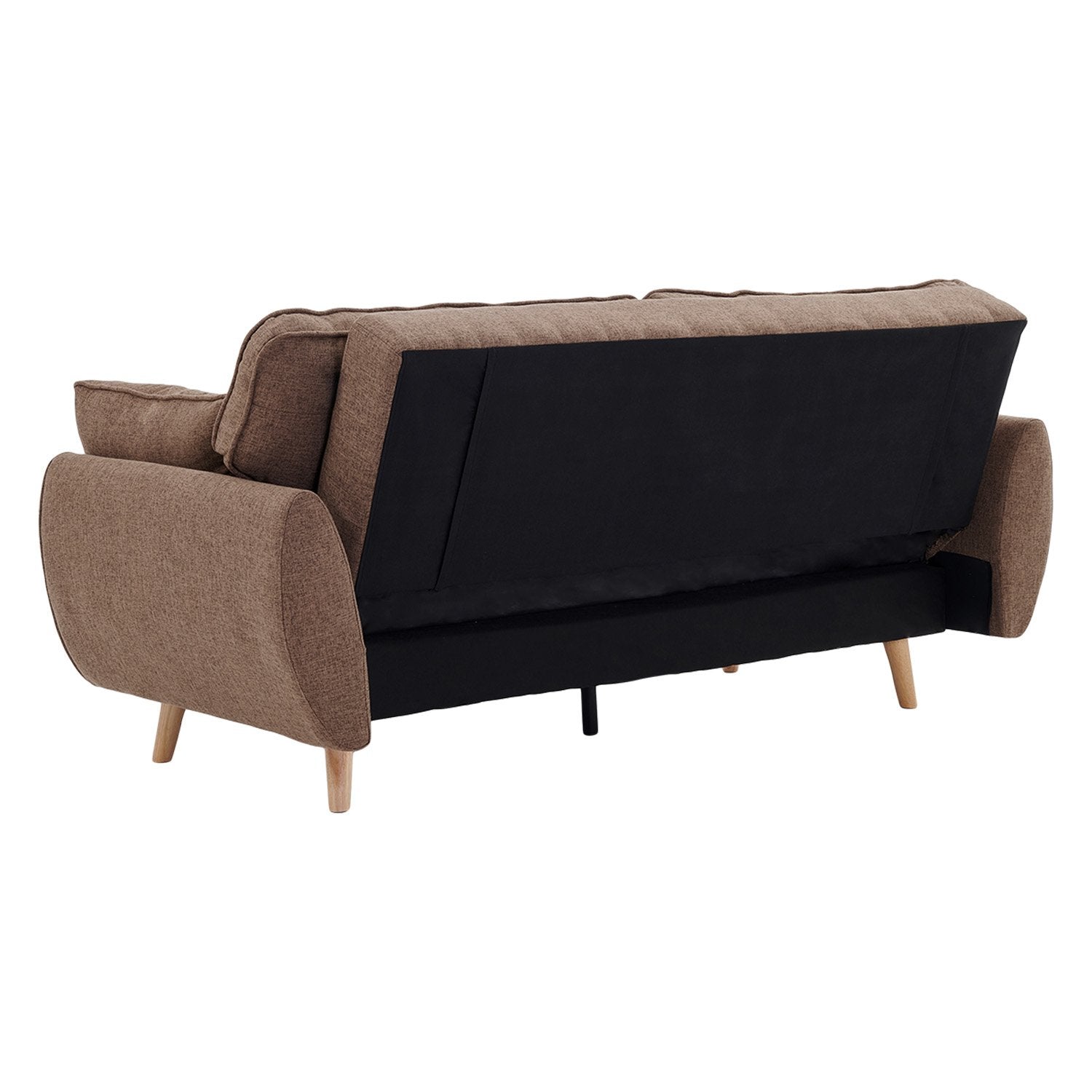 Sarantino 3 Seater Modular Linen Sofa Bed Brown