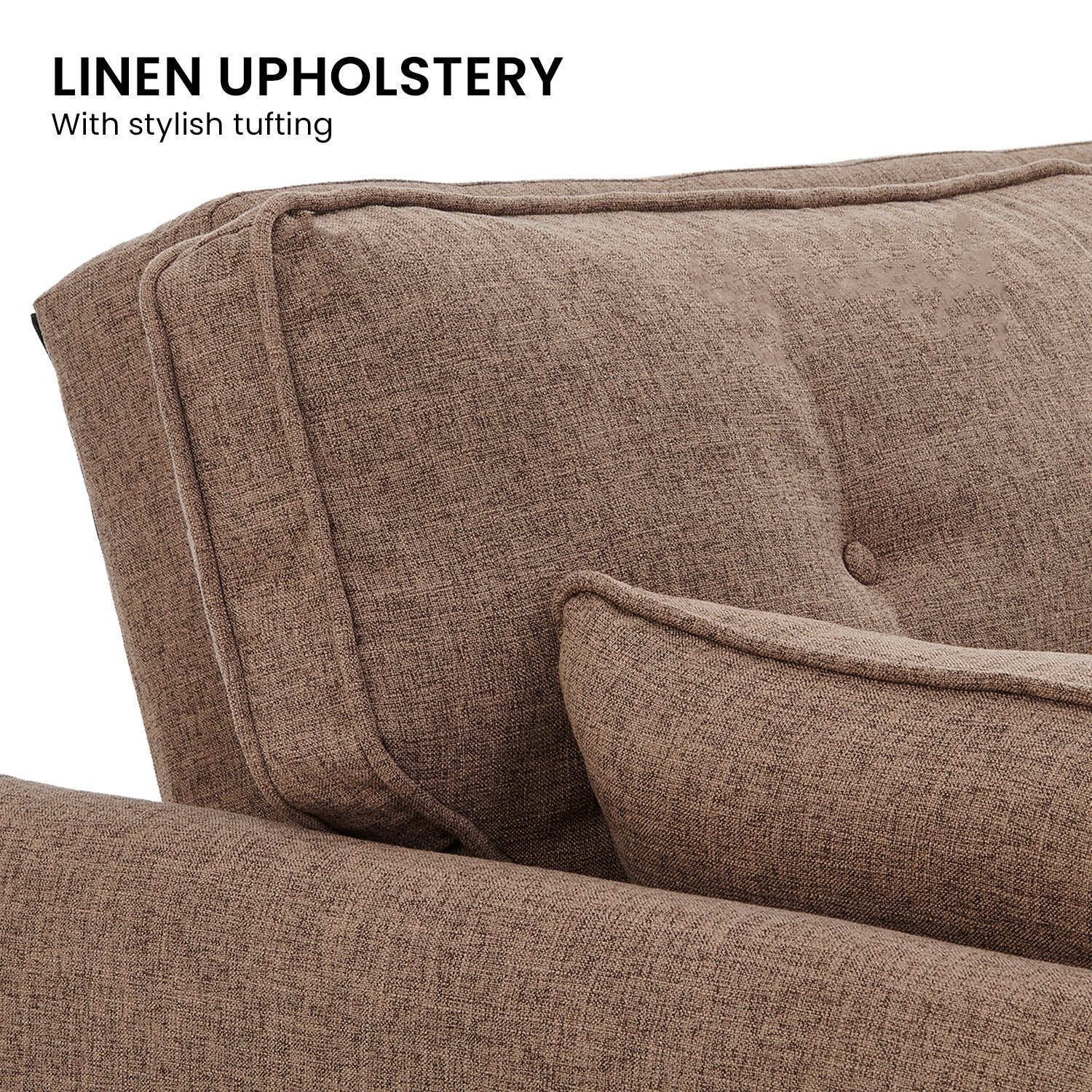 Sarantino 3 Seater Modular Linen Sofa Bed Brown