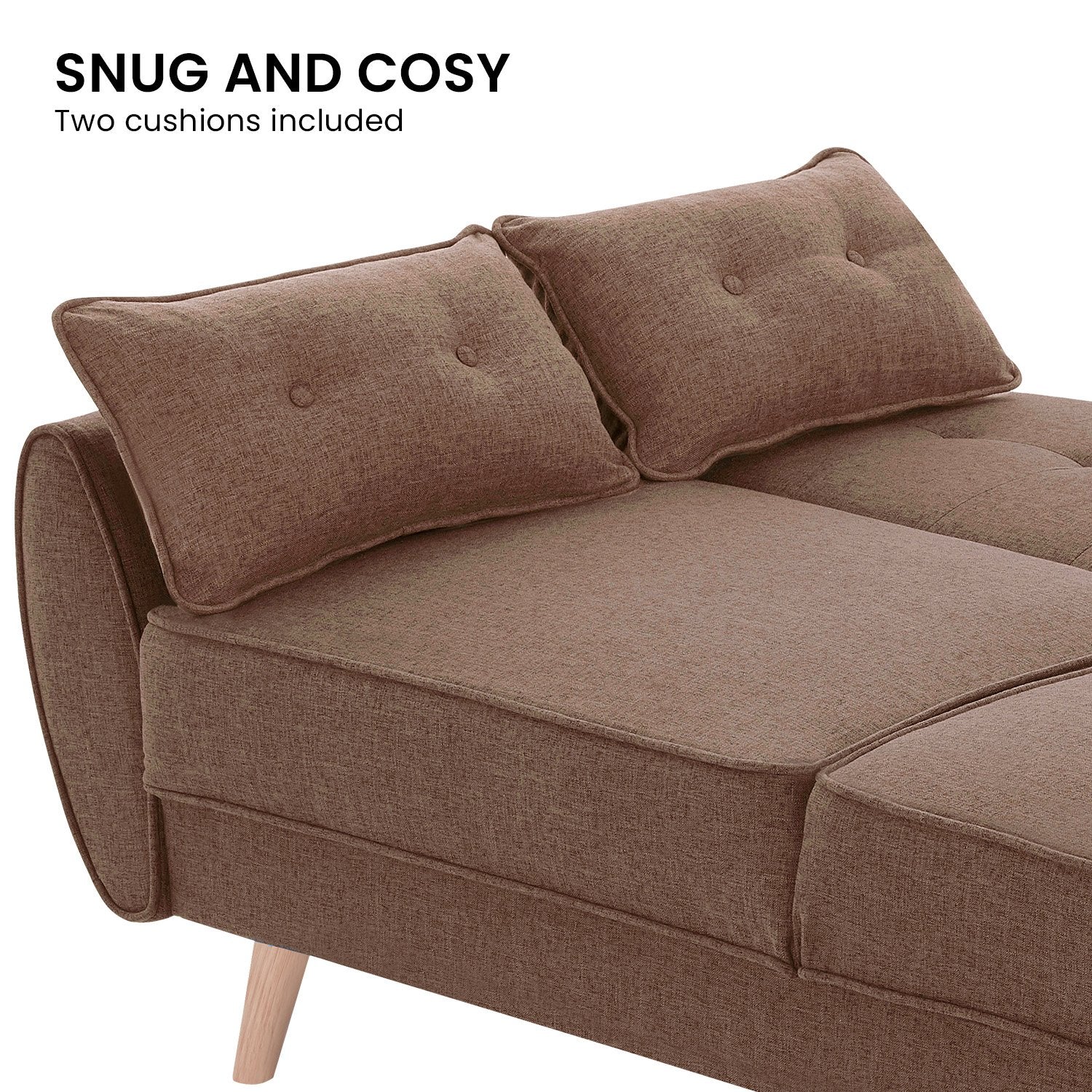Sarantino 3 Seater Modular Linen Sofa Bed Brown